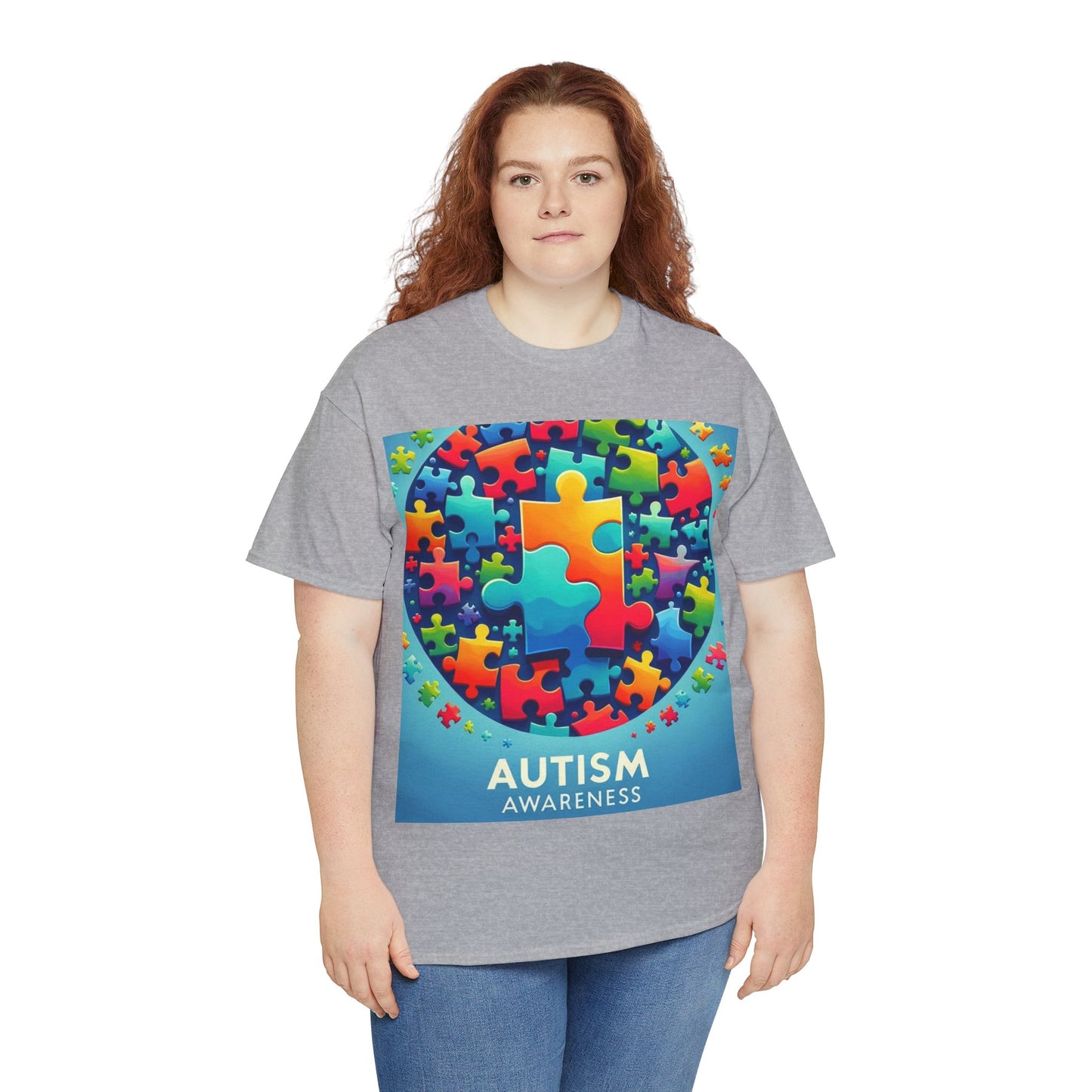 Puzzle Circle Autism Awareness Unisex Heavy Cotton Tee