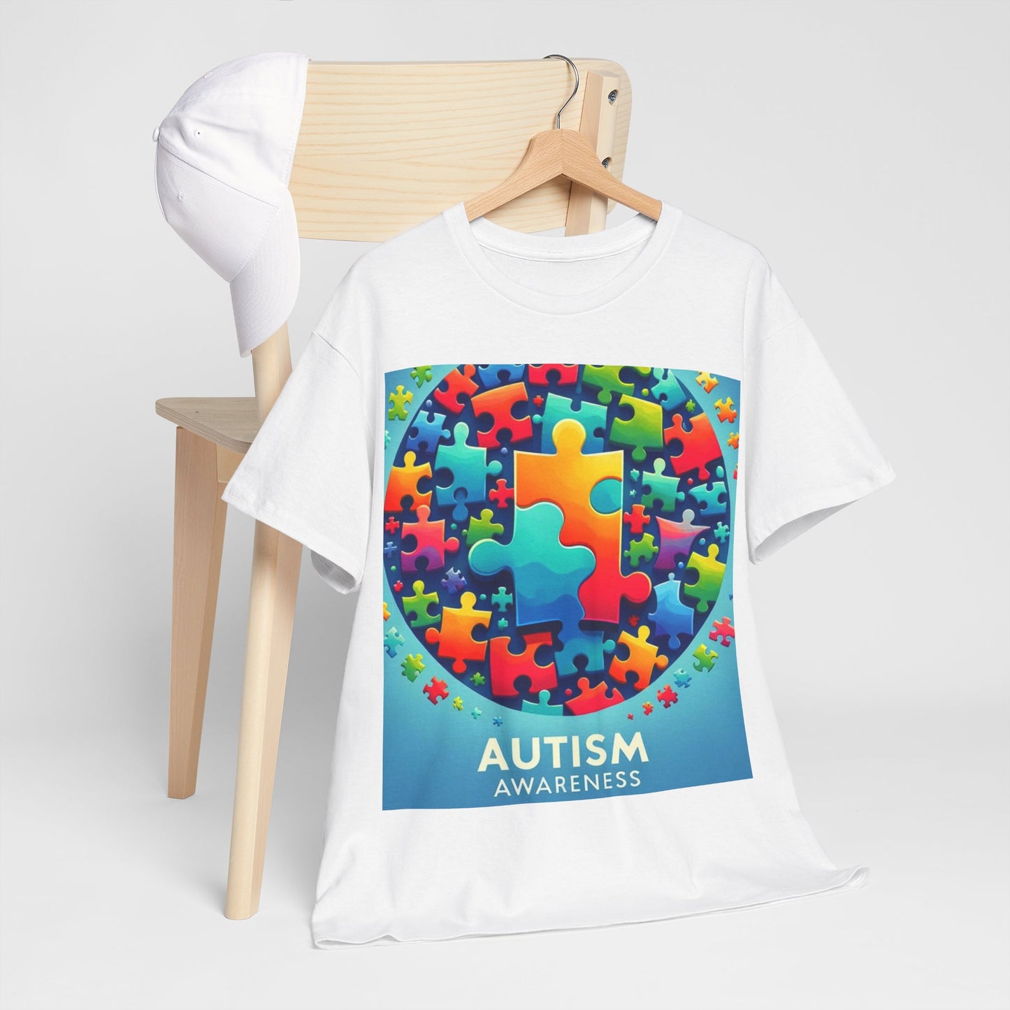 Puzzle Circle Autism Awareness Unisex Heavy Cotton Tee