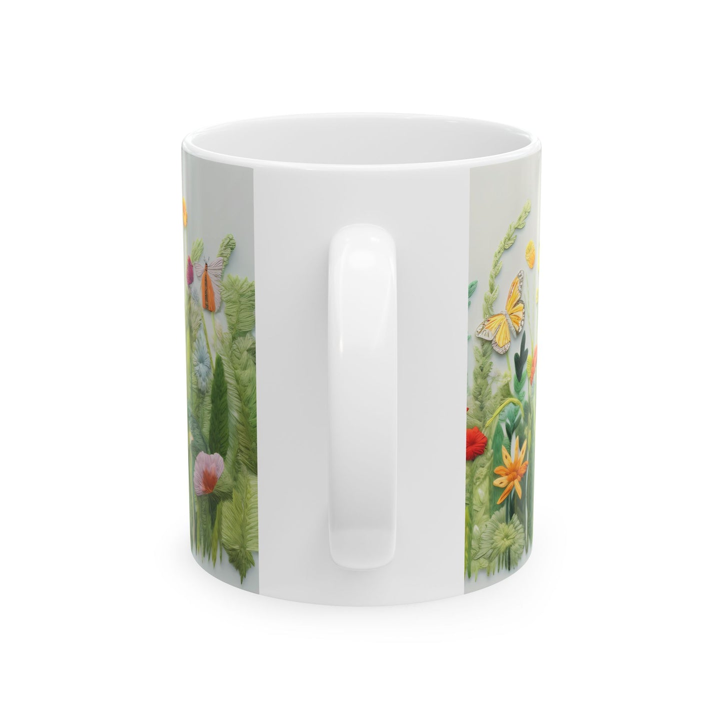 Flowers and Butterflies Ceramic Mug, (11oz, 15oz)