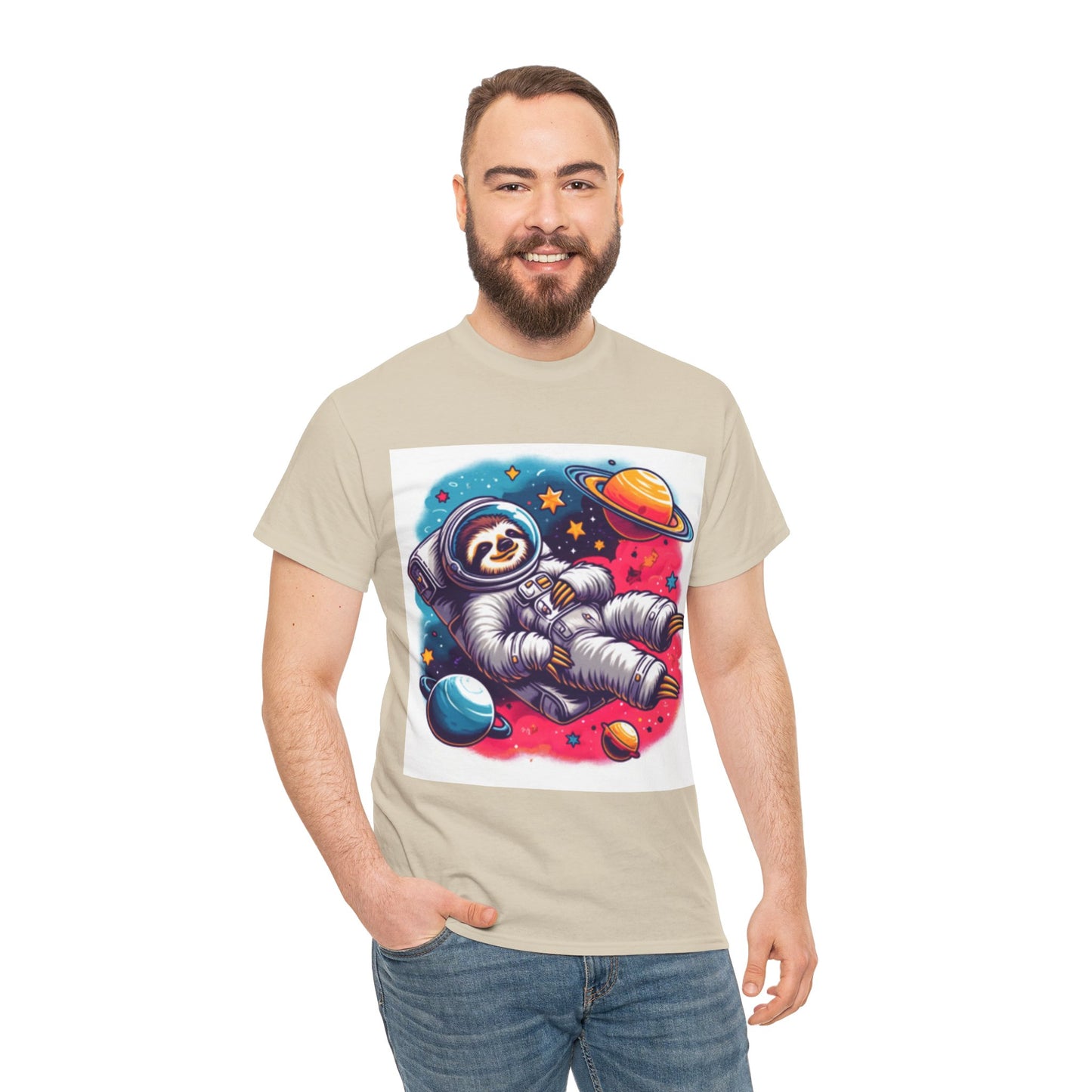 Sloth In Space Unisex Heavy Cotton Tee