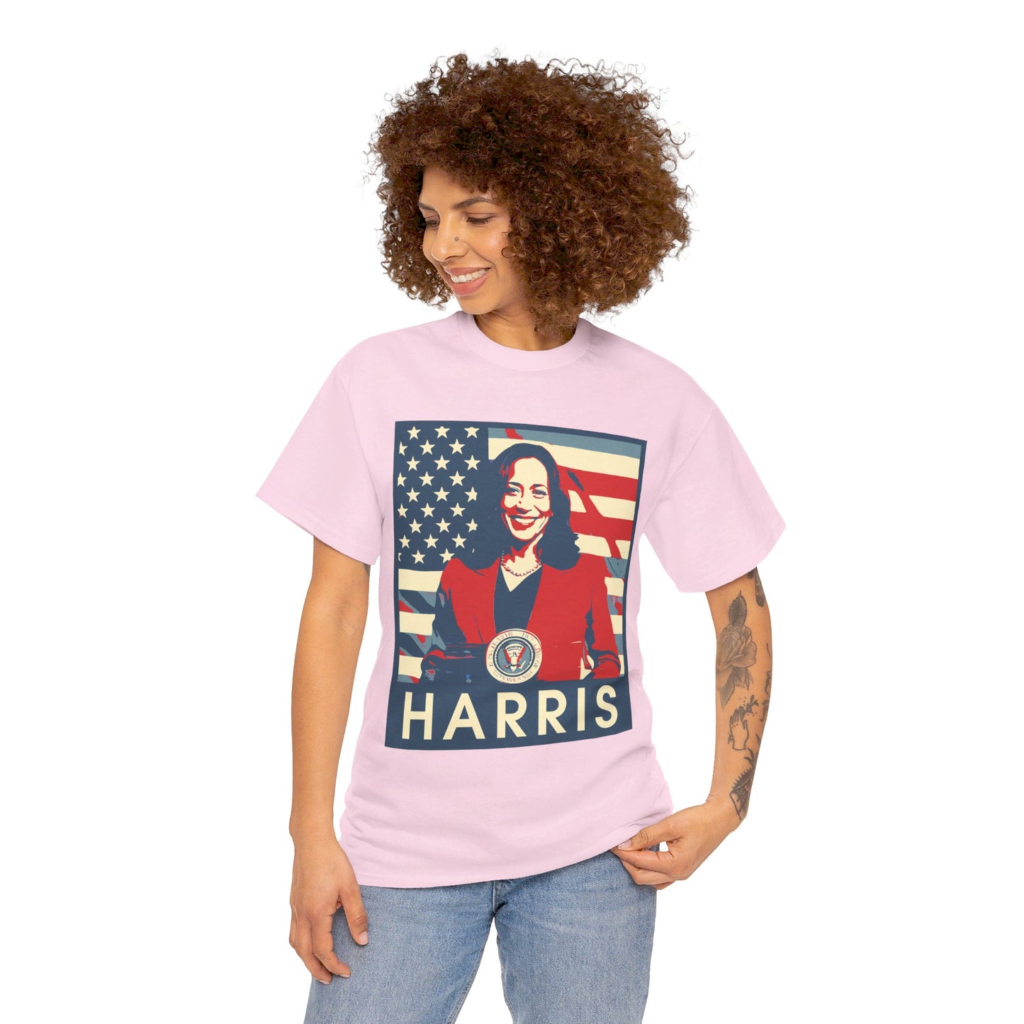 Kamala Harris American Flag Unisex Heavy Cotton Tee