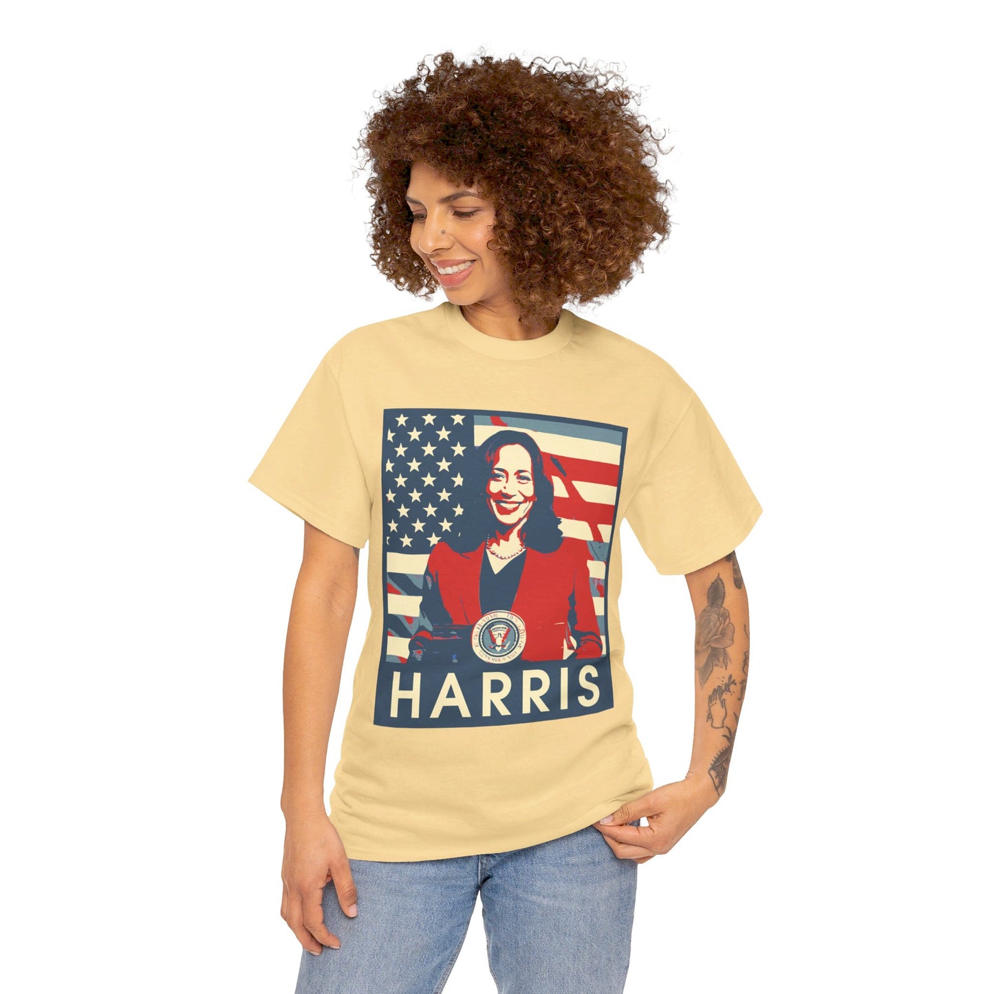 Kamala Harris American Flag Unisex Heavy Cotton Tee