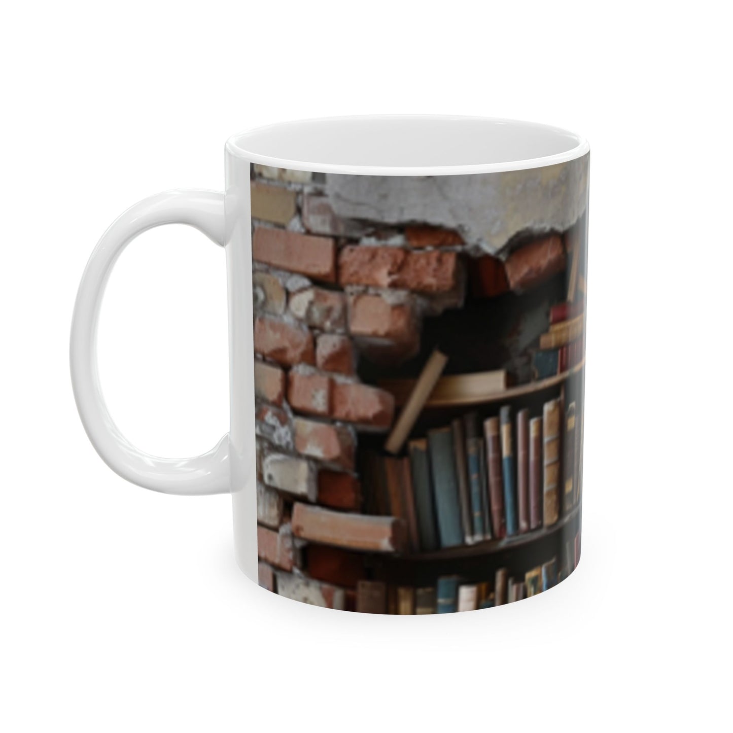 Bookshelf in Wall Ceramic Mug, (11oz, 15oz)