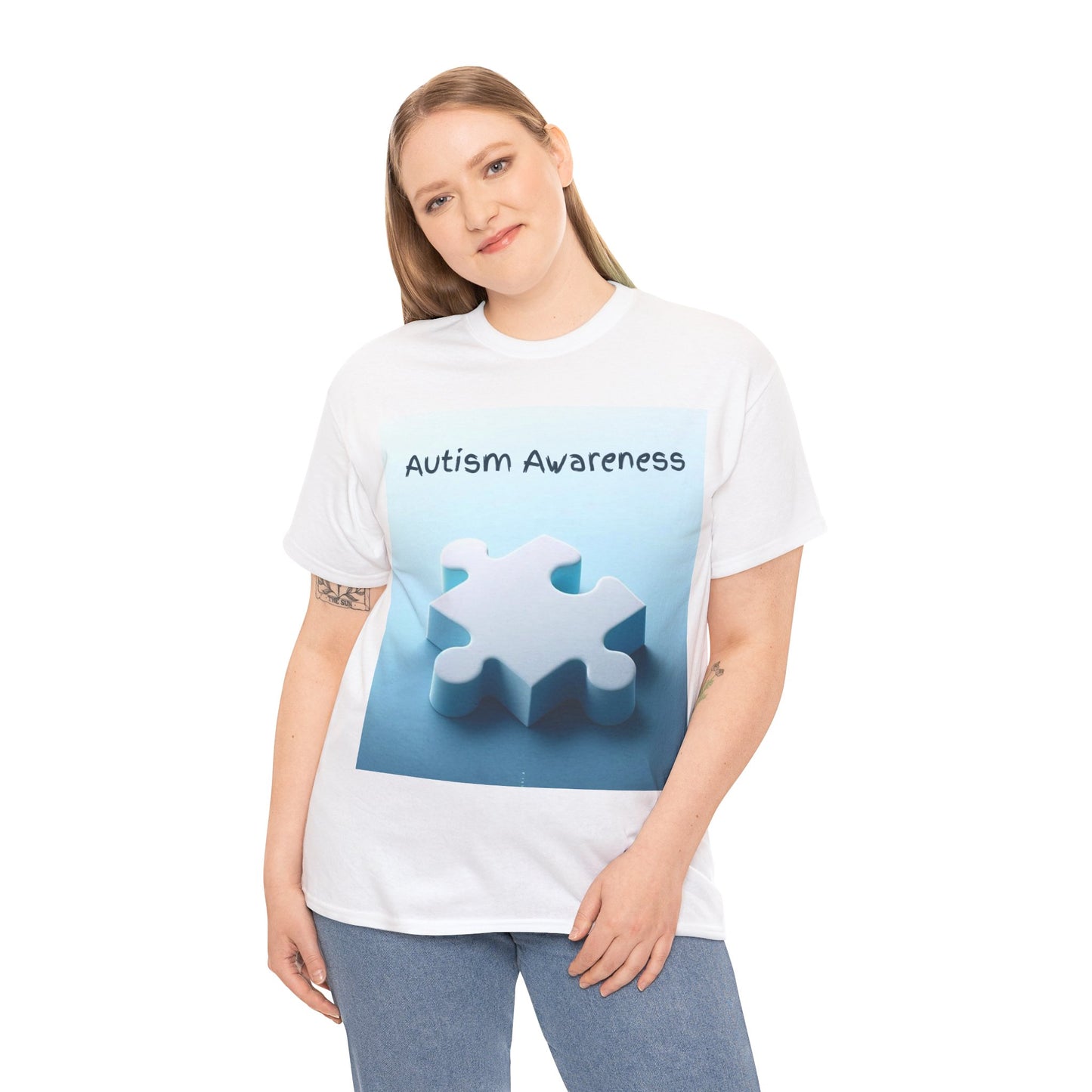 Autism Awareness Puzzle Piece Unisex Heavy Cotton Tee