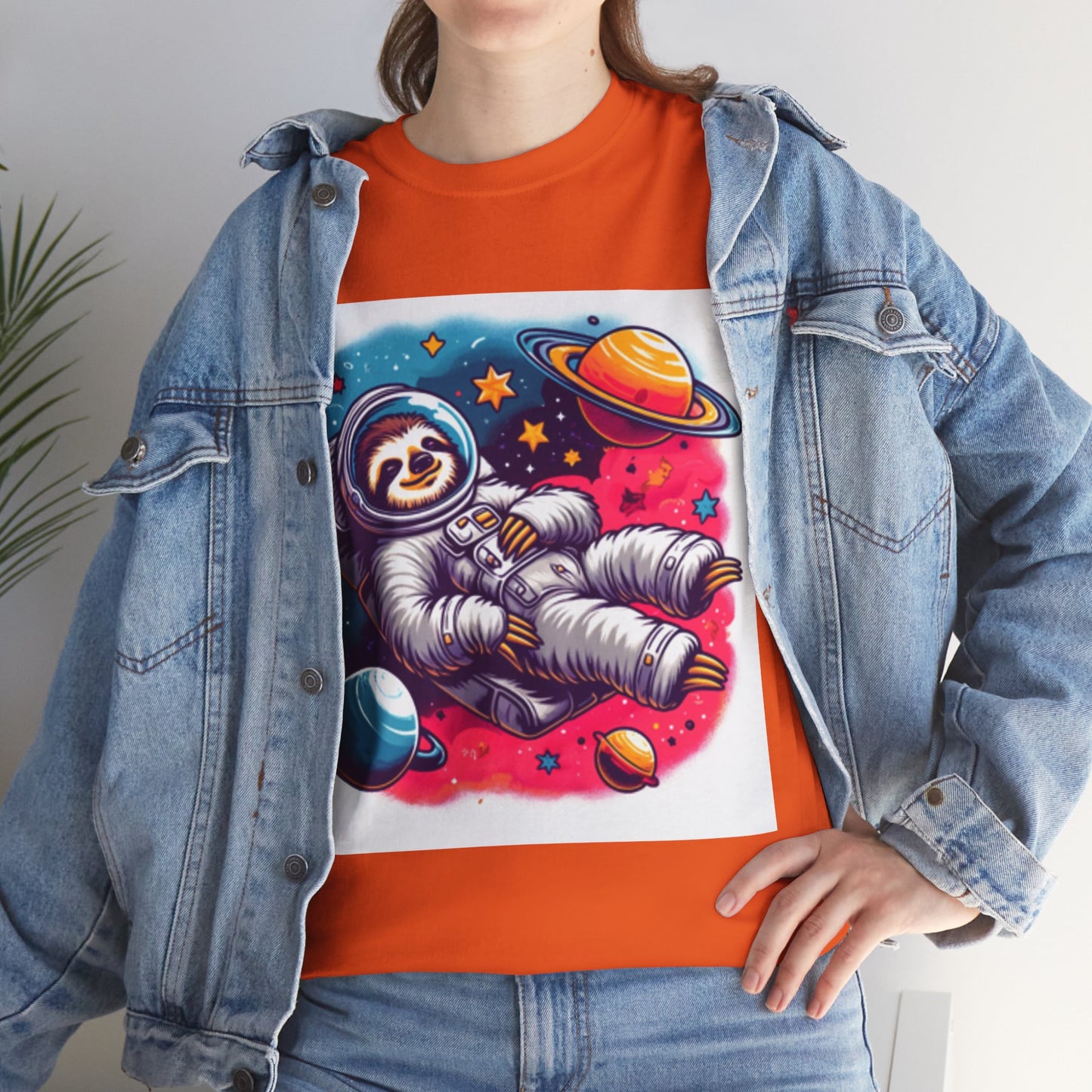 Sloth In Space Unisex Heavy Cotton Tee