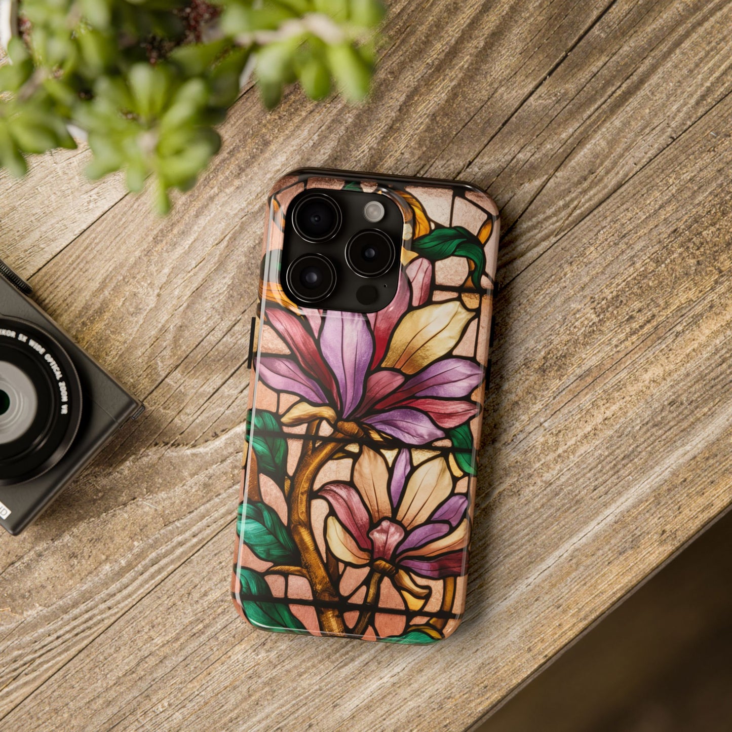 Stained Glass Floral Tough Phone Case - Stylish & Durable Protection
