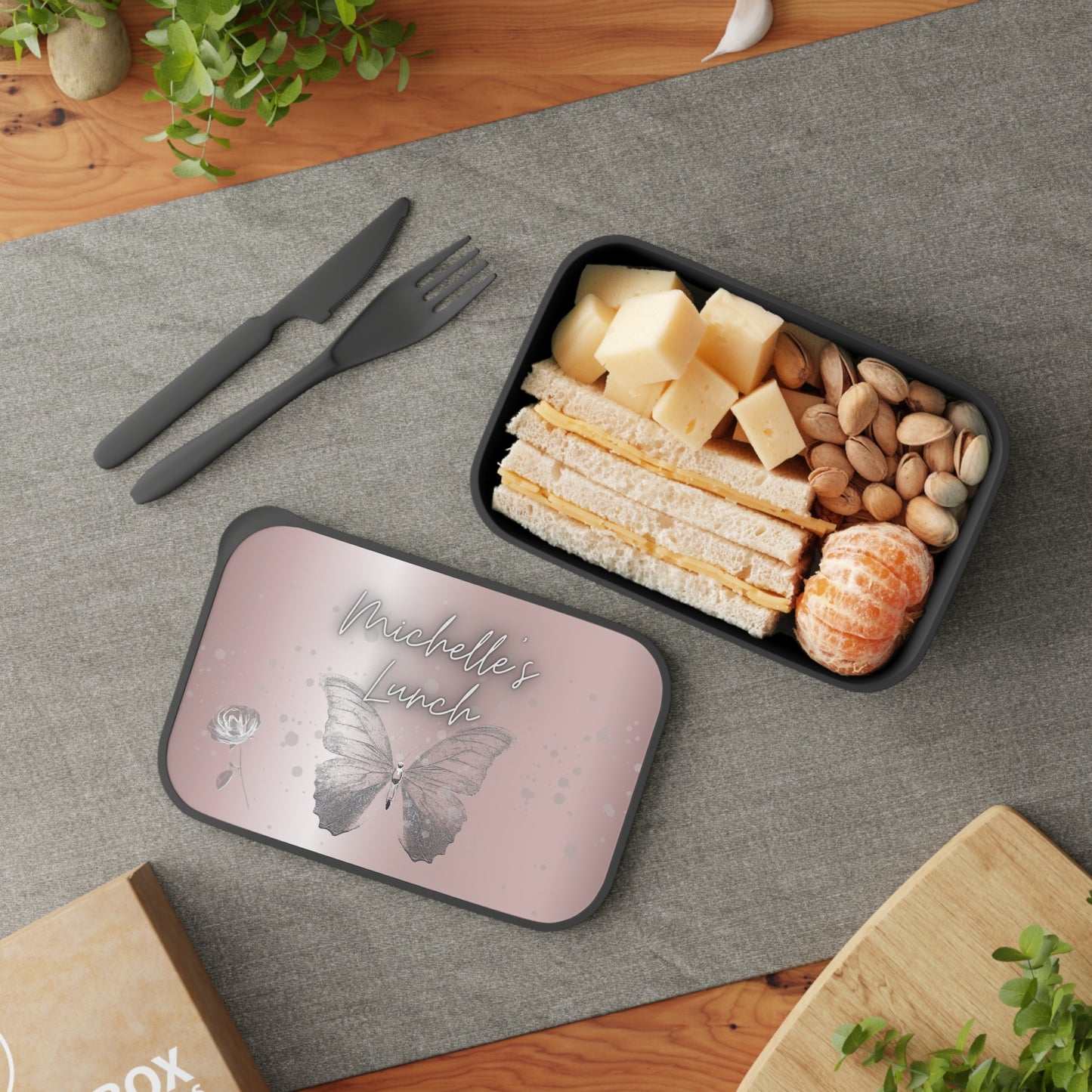 Customizable Female PLA Bento Box with Band and Utensils