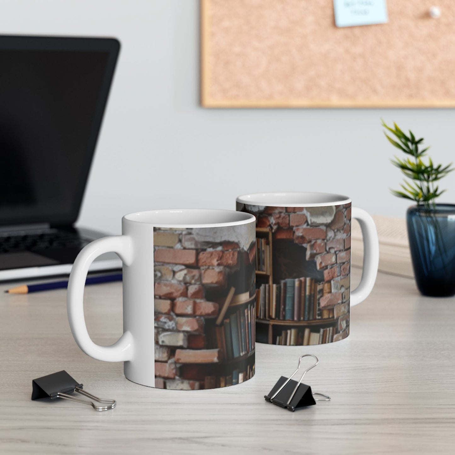 Bookshelf in Wall Ceramic Mug, (11oz, 15oz)