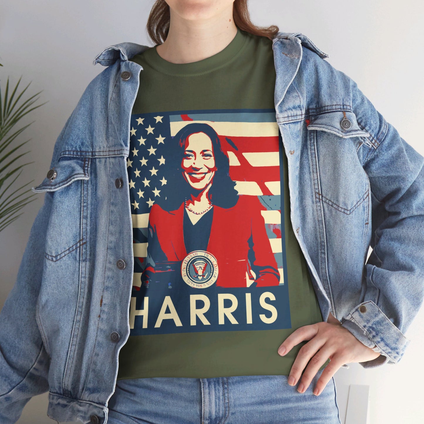 Kamala Harris American Flag Unisex Heavy Cotton Tee