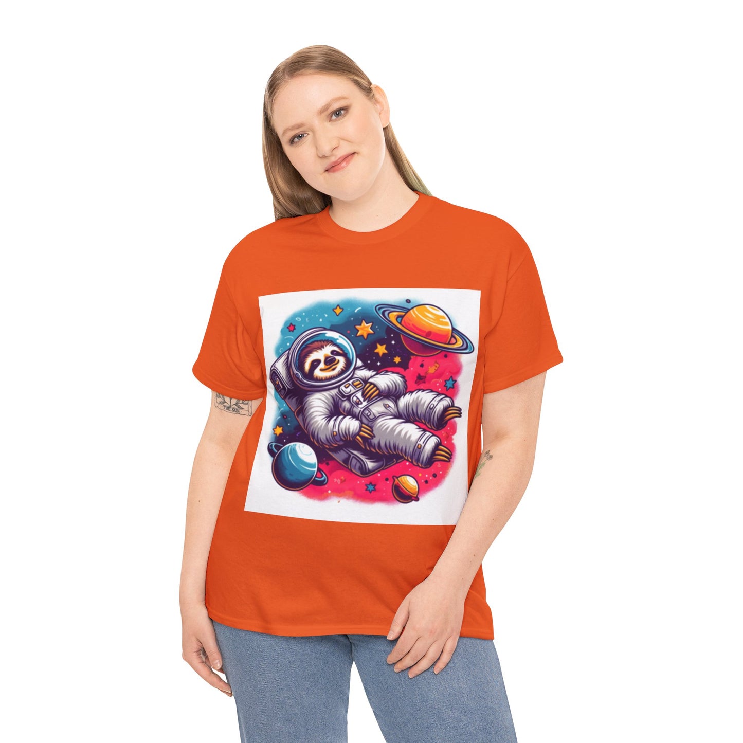 Sloth In Space Unisex Heavy Cotton Tee