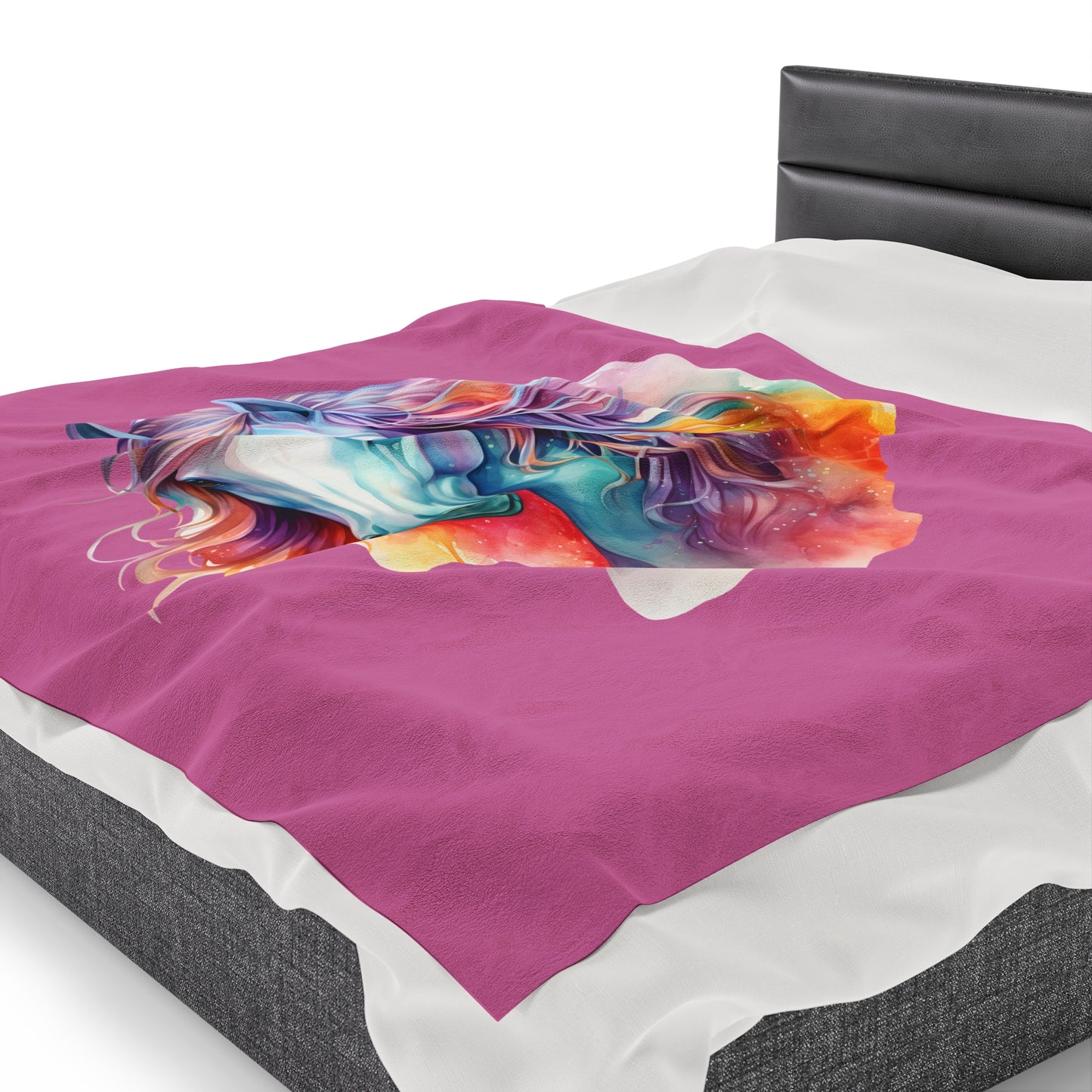 Unicorn Velveteen Plush Blanket, Ultra-Soft, Customizable, and Cozy for Home or Gifts