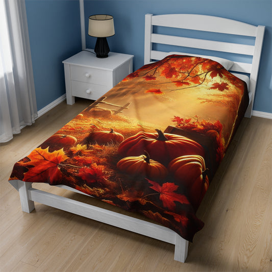 Fall Sunset Velveteen Plush Blanket