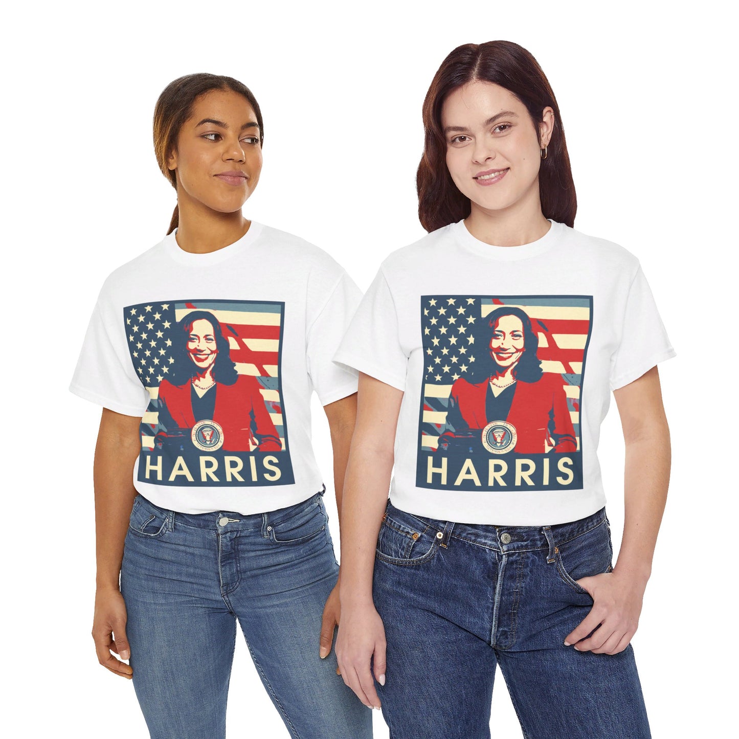 Kamala Harris American Flag Unisex Heavy Cotton Tee