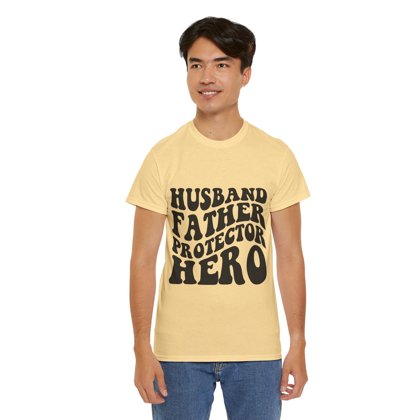 Husband Father Protector Hero Unisex Heavy Cotton Tee