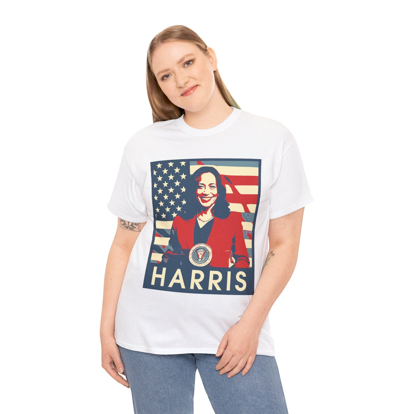 Kamala Harris American Flag Unisex Heavy Cotton Tee