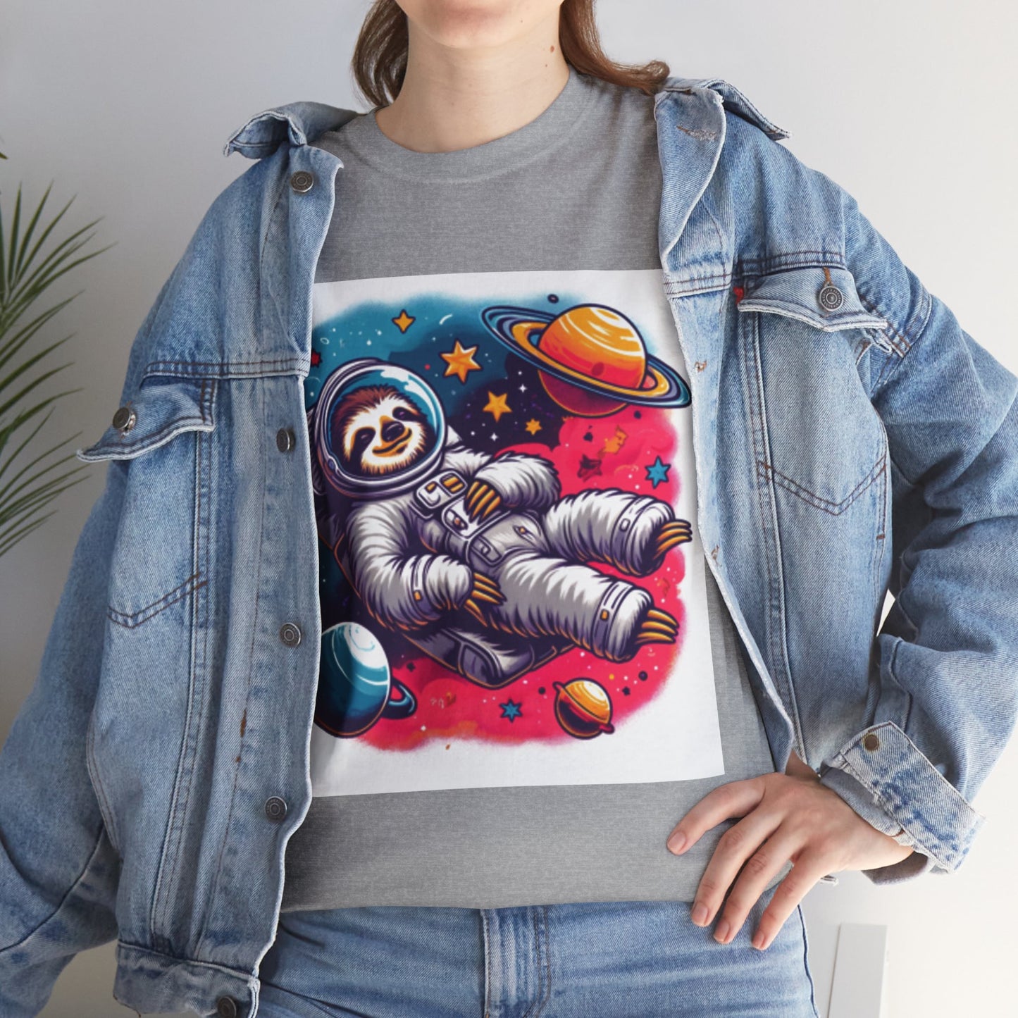 Sloth In Space Unisex Heavy Cotton Tee