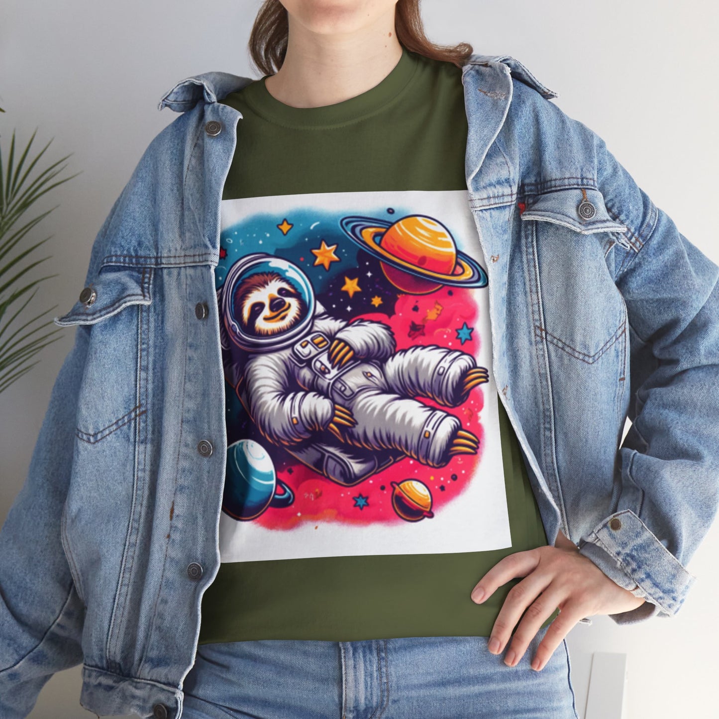 Sloth In Space Unisex Heavy Cotton Tee