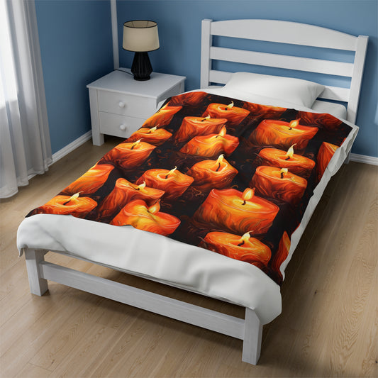 Halloween Candle Velveteen Plush Blanket