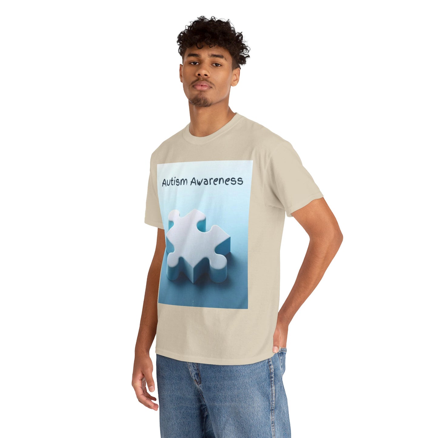 Autism Awareness Puzzle Piece Unisex Heavy Cotton Tee