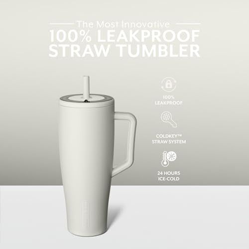 BrüMate Era 40 oz Tumbler with Handle and Straw | 100% Leakproof Insulated Tumbler with Lid and Straw | Made of Stainless Steel | Cup Holder Friendly Base | 40oz (Dune)