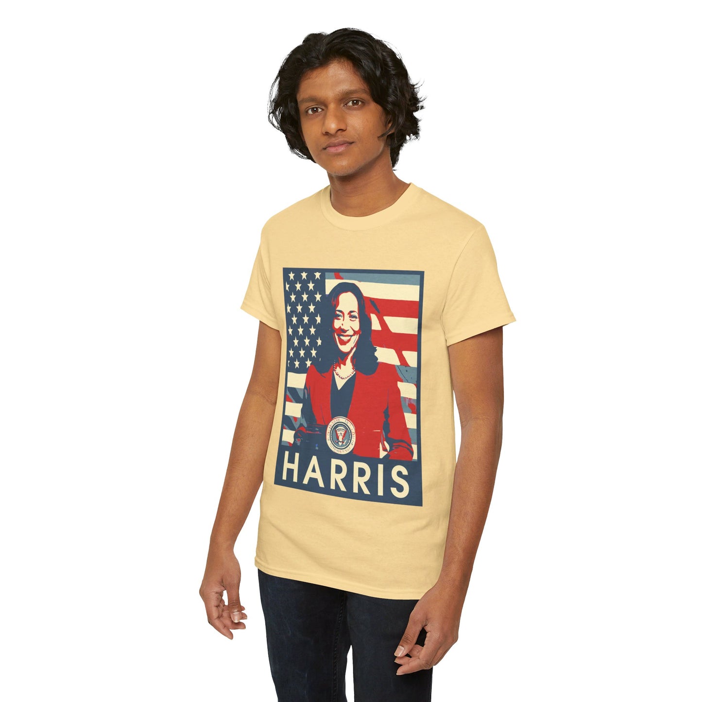 Kamala Harris American Flag Unisex Heavy Cotton Tee