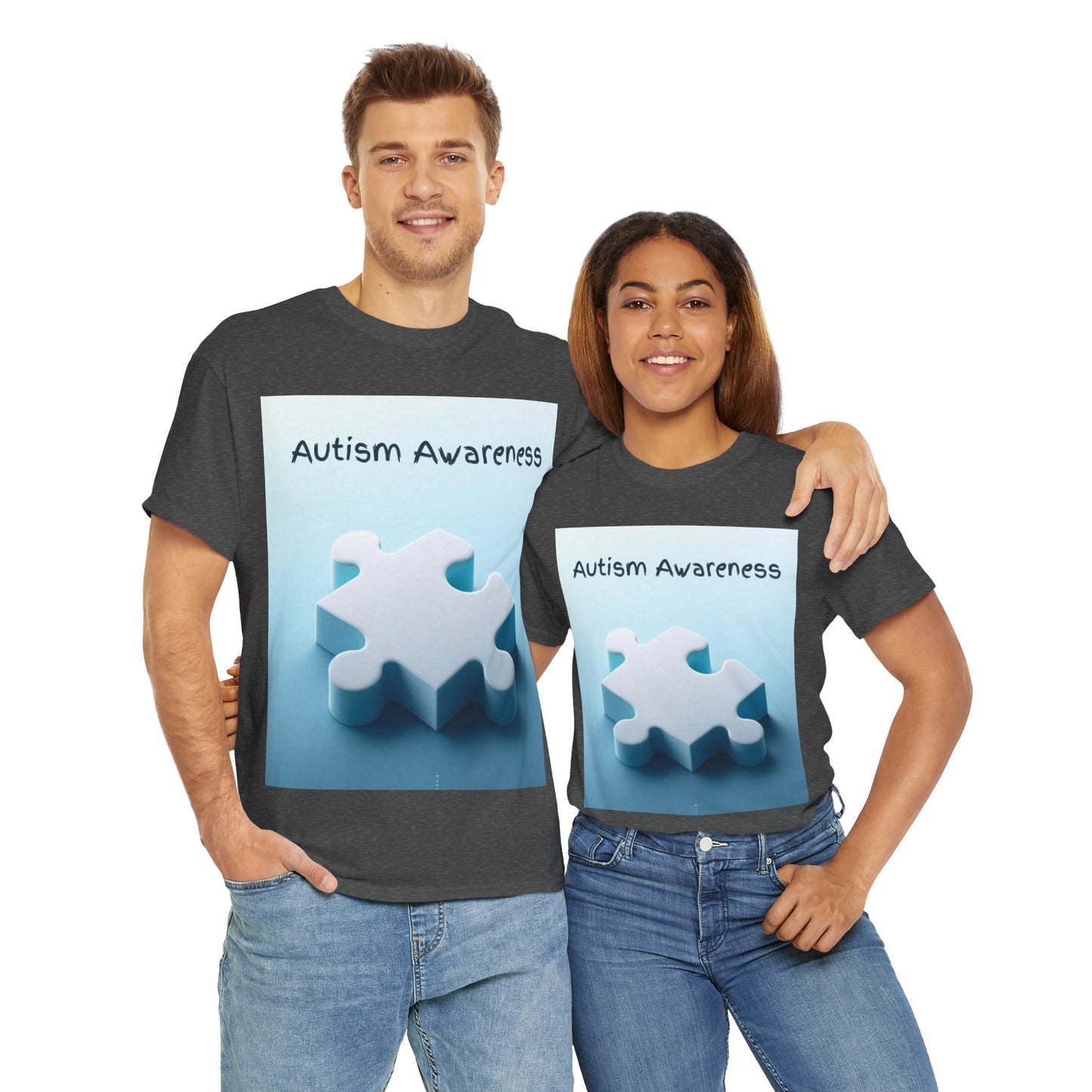 Autism Awareness Puzzle Piece Unisex Heavy Cotton Tee