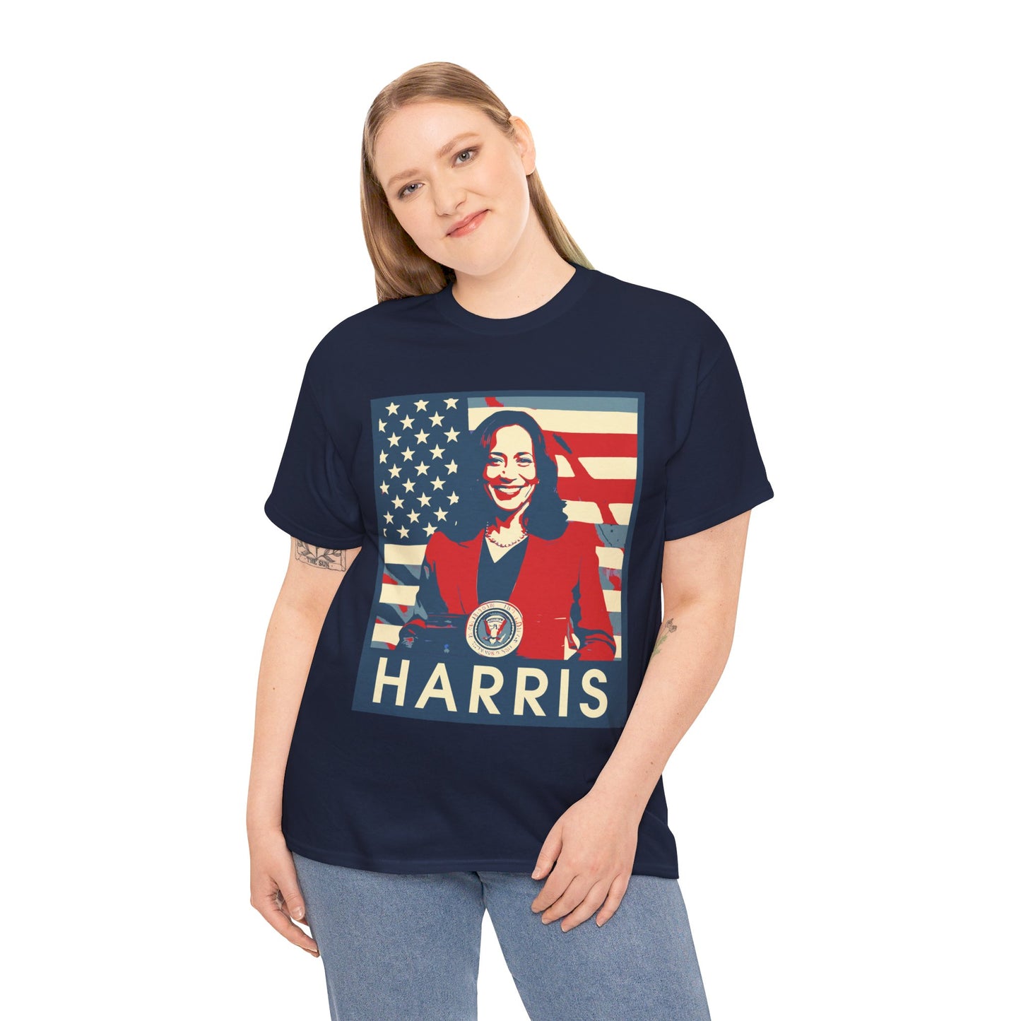 Kamala Harris American Flag Unisex Heavy Cotton Tee