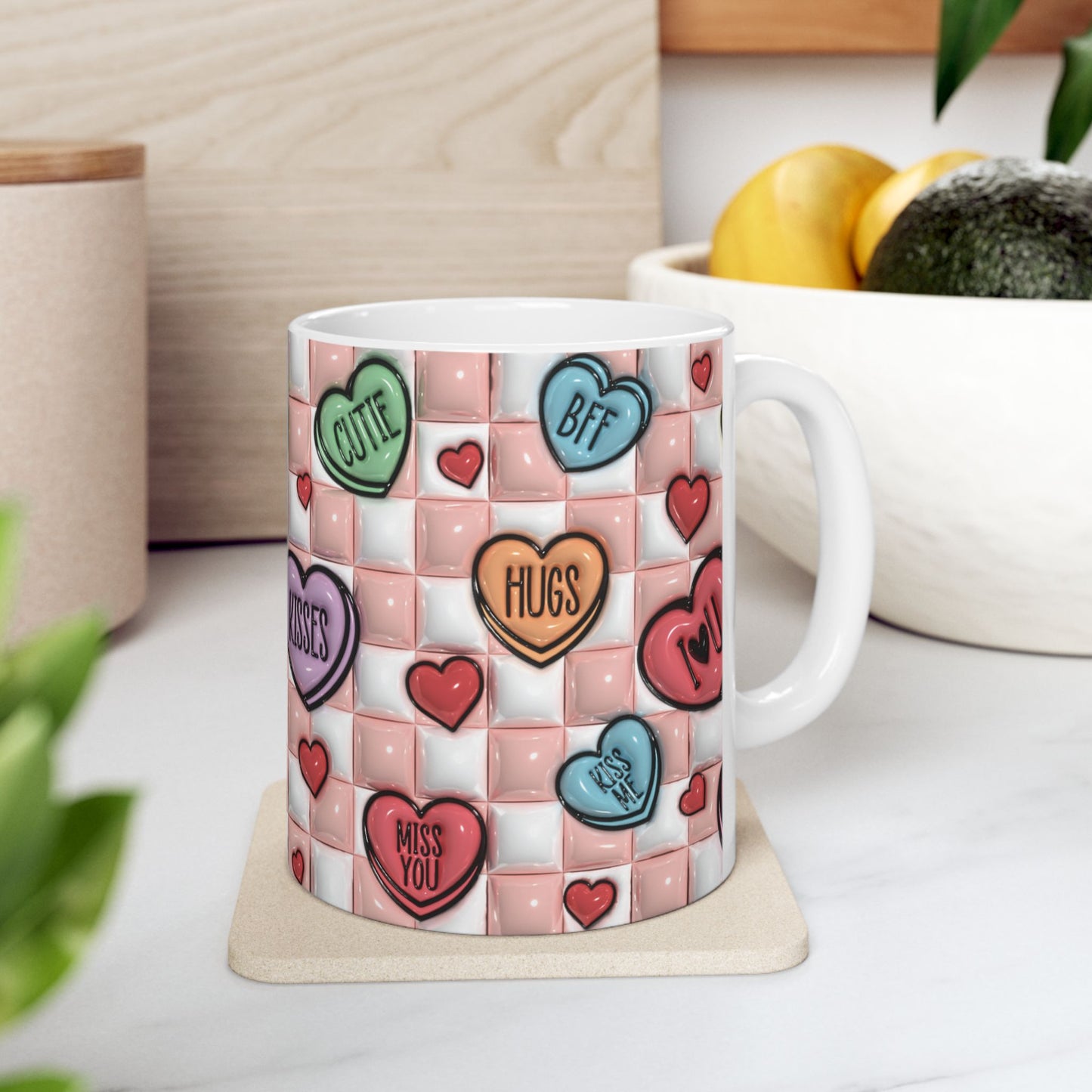 Hearts and Hugs Ceramic Mug, (11oz, 15oz)