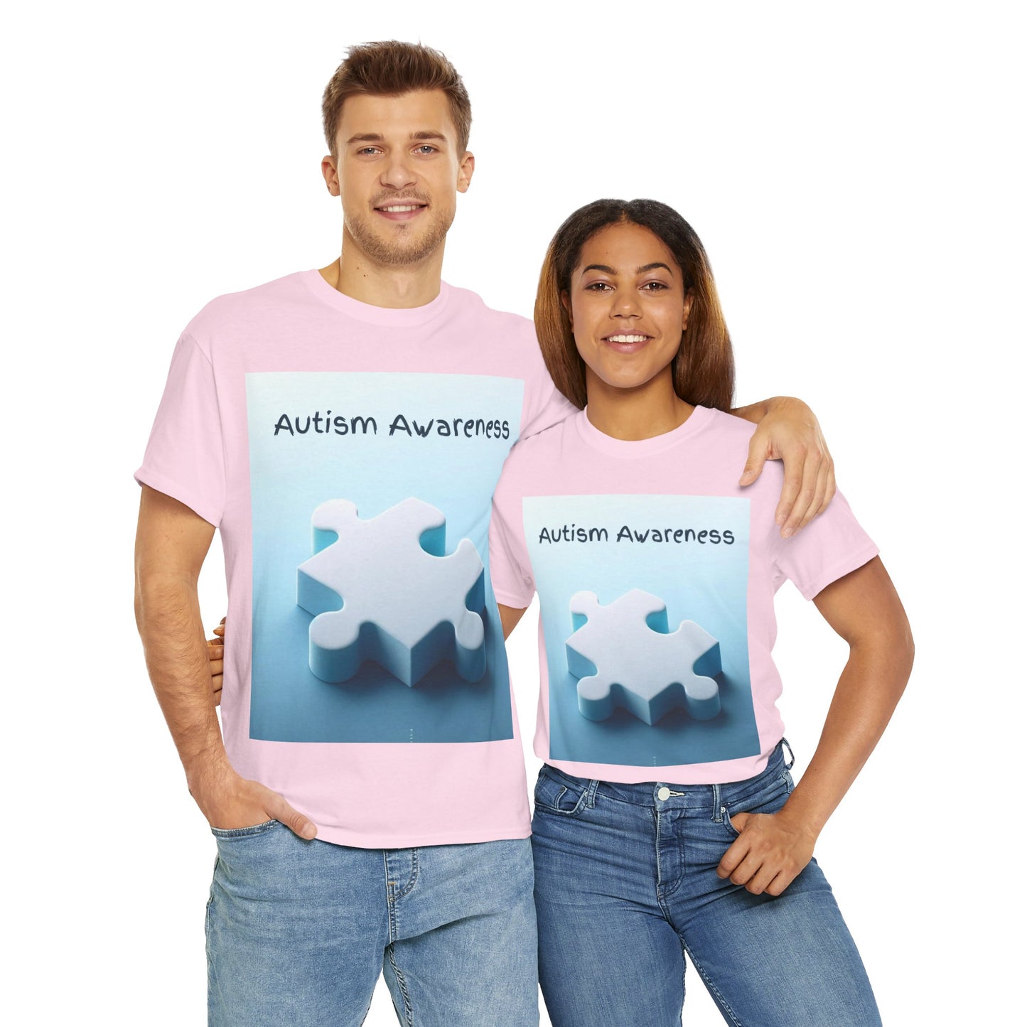 Autism Awareness Puzzle Piece Unisex Heavy Cotton Tee