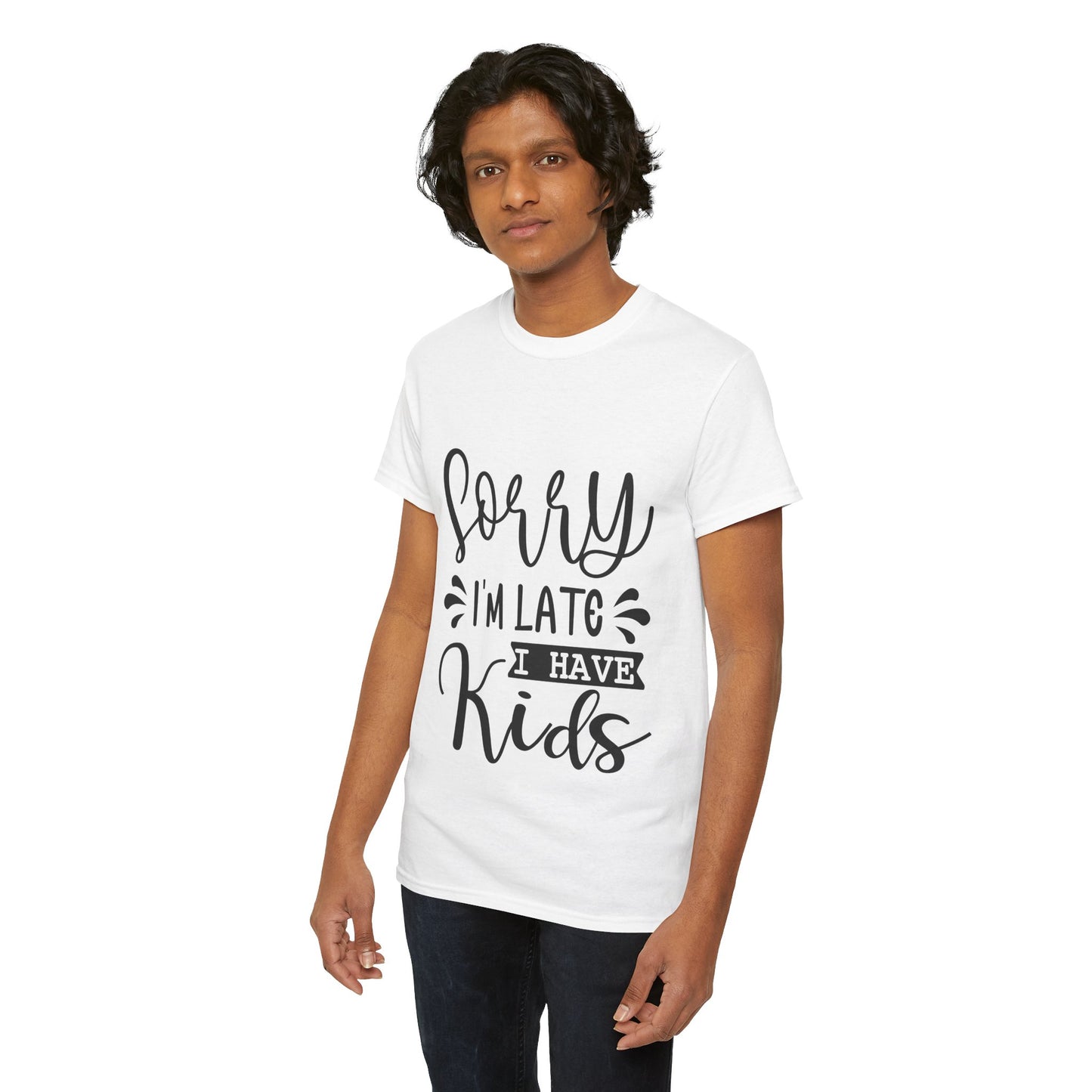 Sorry I'm Late I have Kids Unisex Heavy Cotton Tee