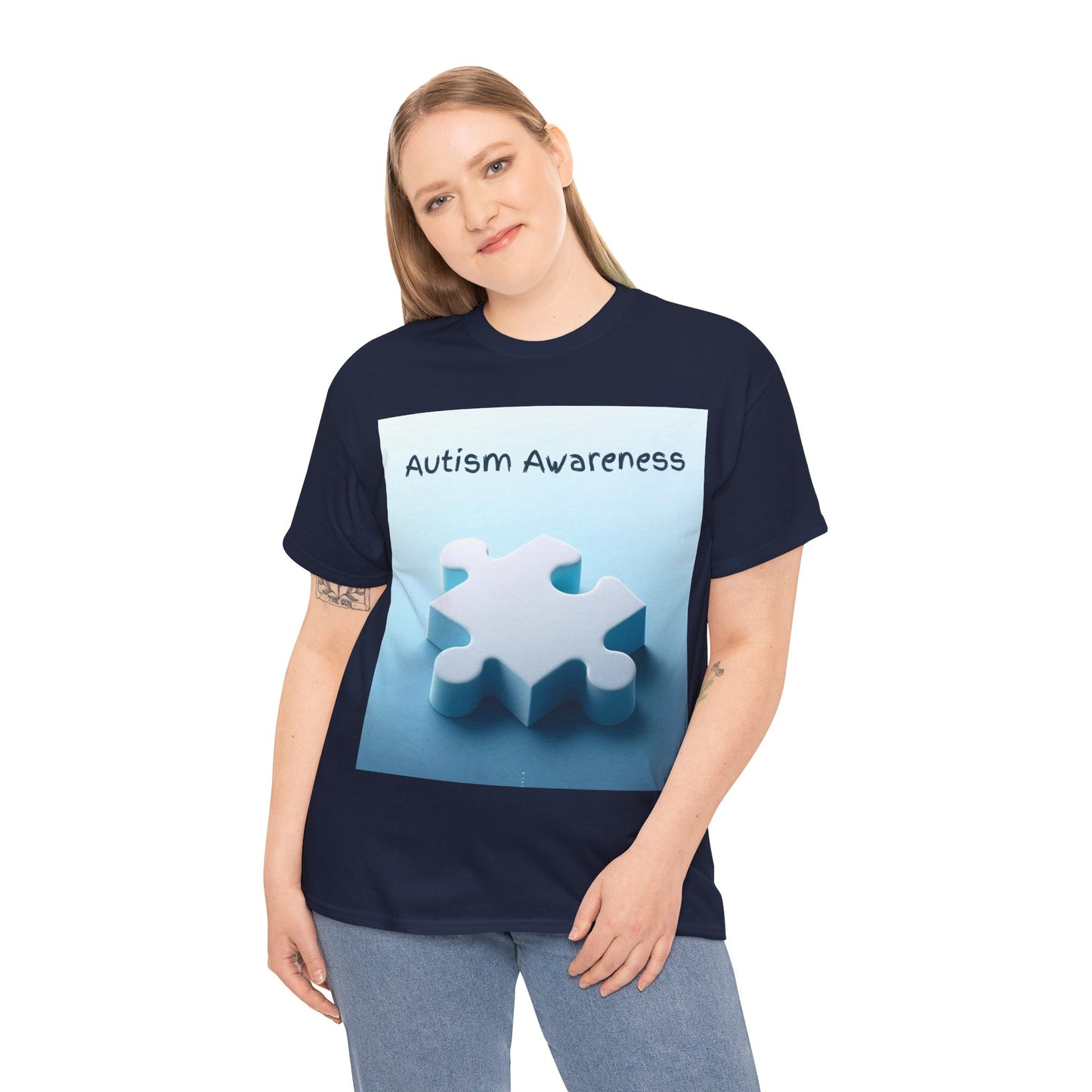 Autism Awareness Puzzle Piece Unisex Heavy Cotton Tee