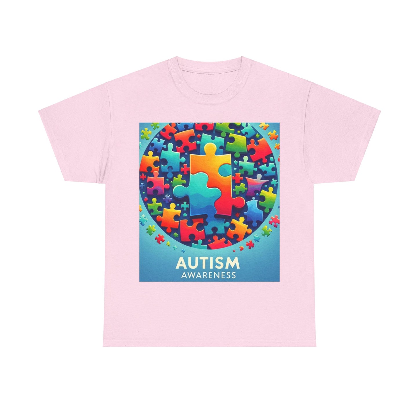 Puzzle Circle Autism Awareness Unisex Heavy Cotton Tee