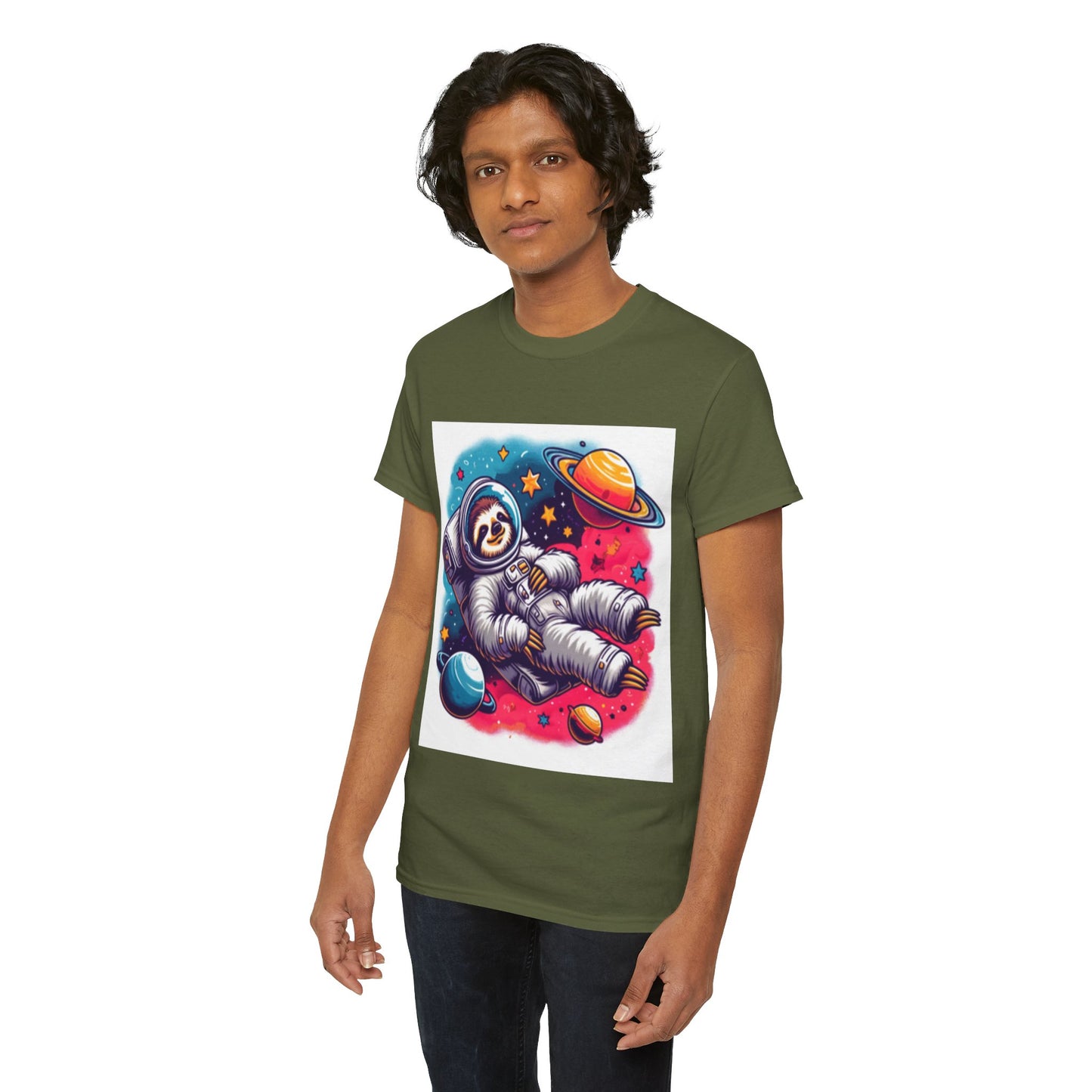 Sloth In Space Unisex Heavy Cotton Tee