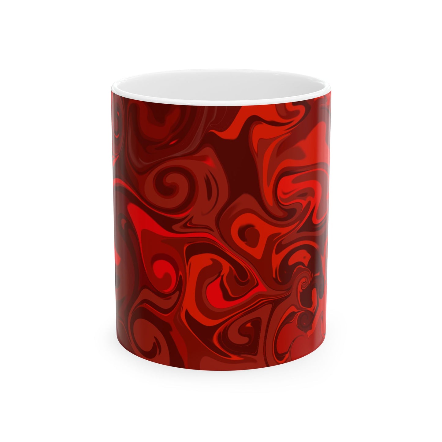 Red Wave Ceramic Mug, (11oz, 15oz)