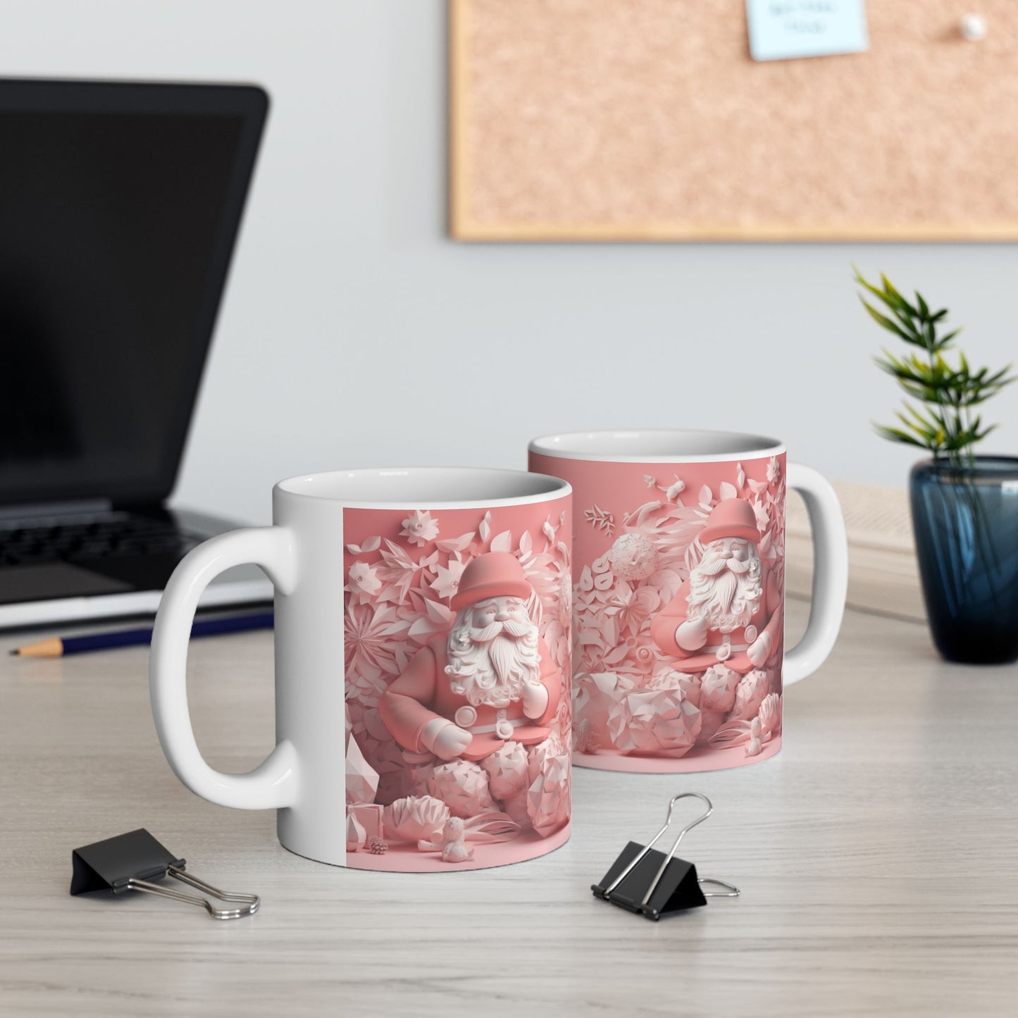 Pink Santa Ceramic Mug, (11oz, 15oz)