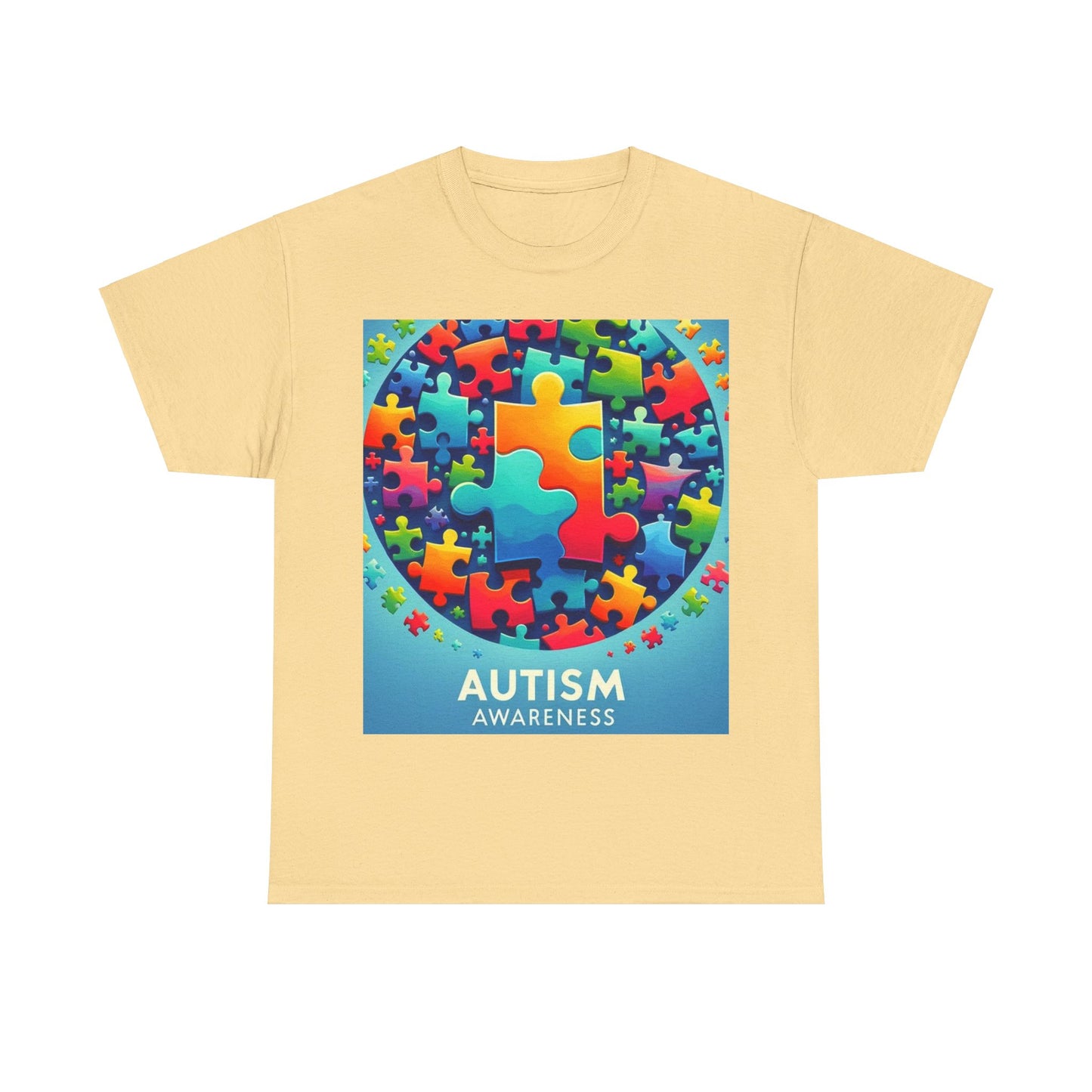 Puzzle Circle Autism Awareness Unisex Heavy Cotton Tee