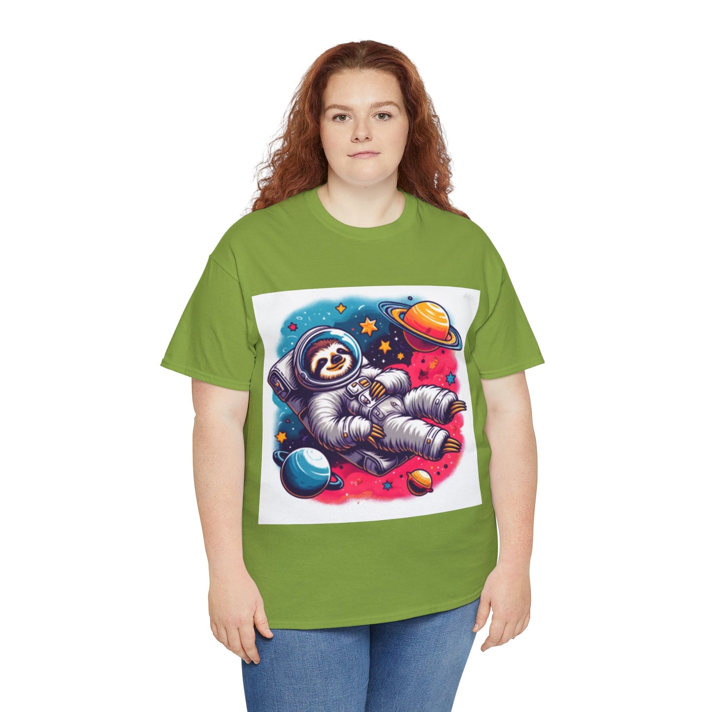 Sloth In Space Unisex Heavy Cotton Tee