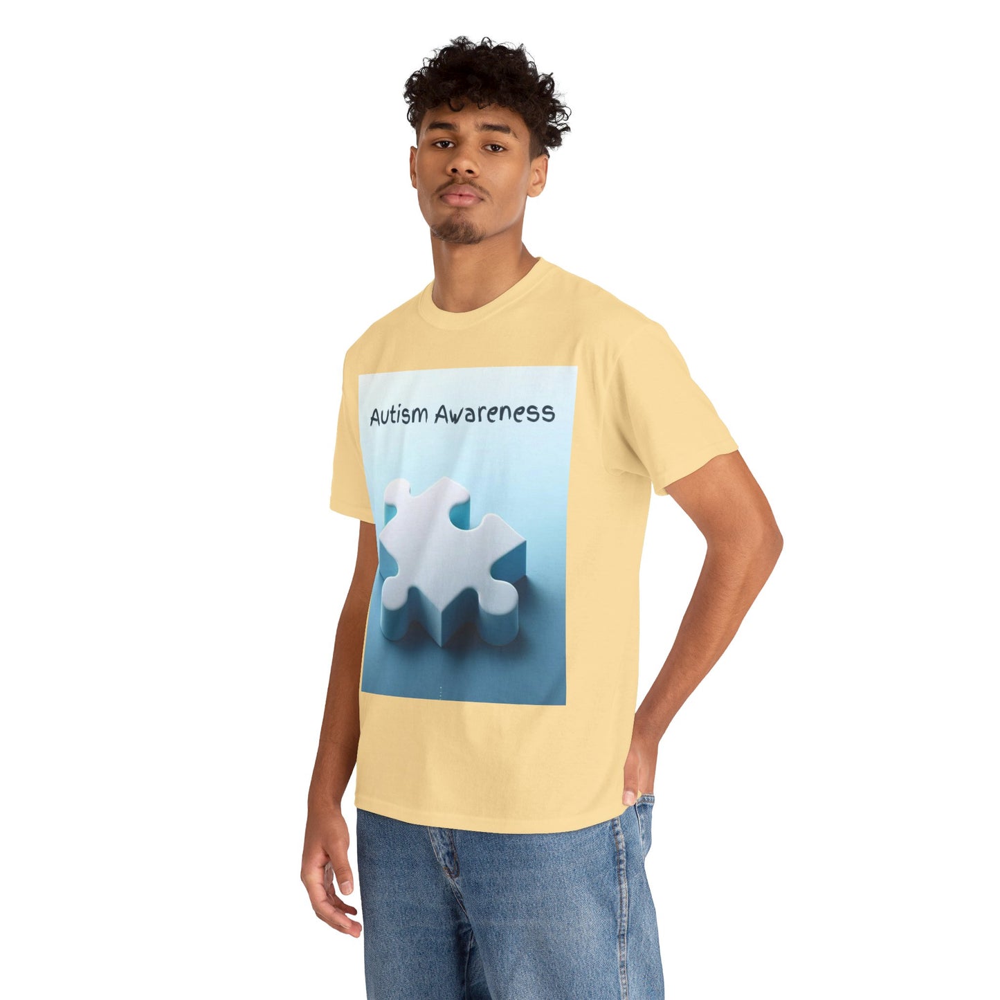 Autism Awareness Puzzle Piece Unisex Heavy Cotton Tee