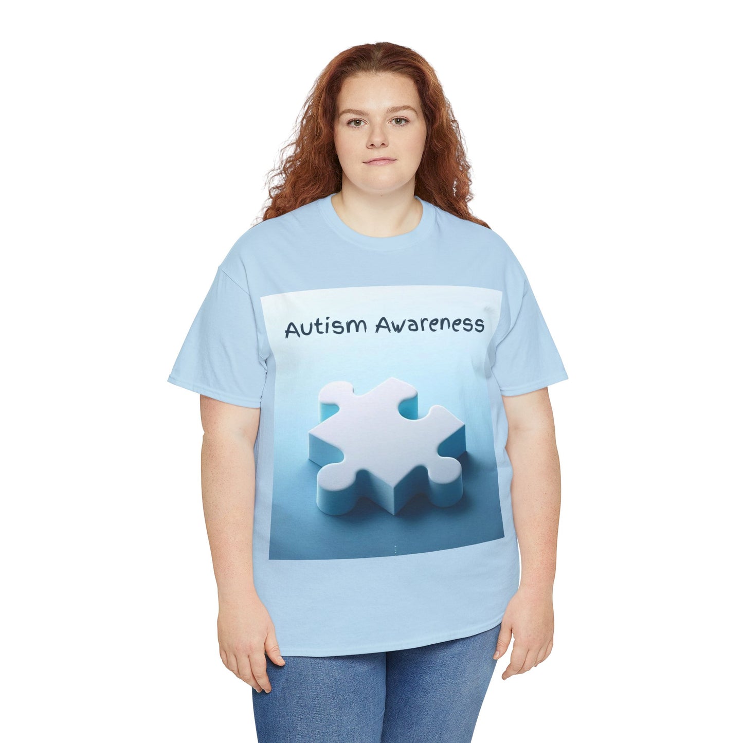 Autism Awareness Puzzle Piece Unisex Heavy Cotton Tee