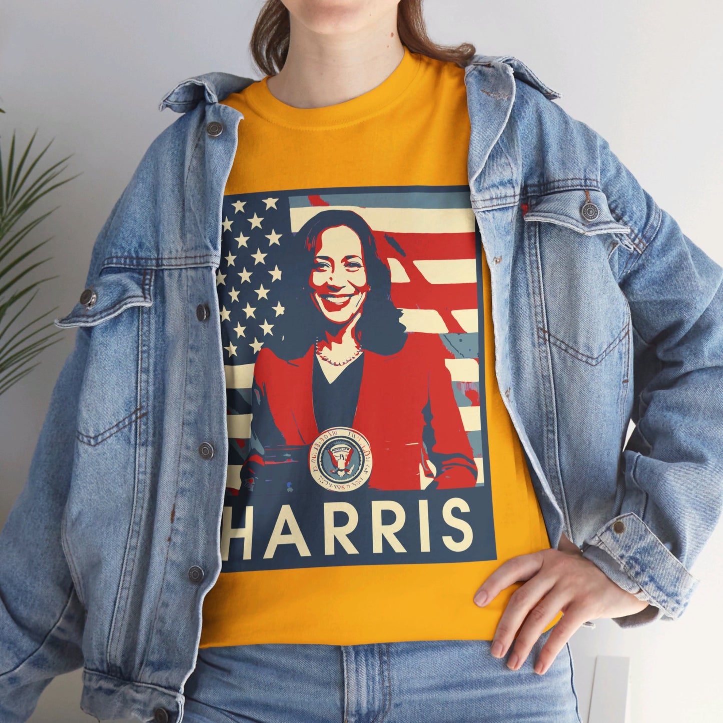 Kamala Harris American Flag Unisex Heavy Cotton Tee