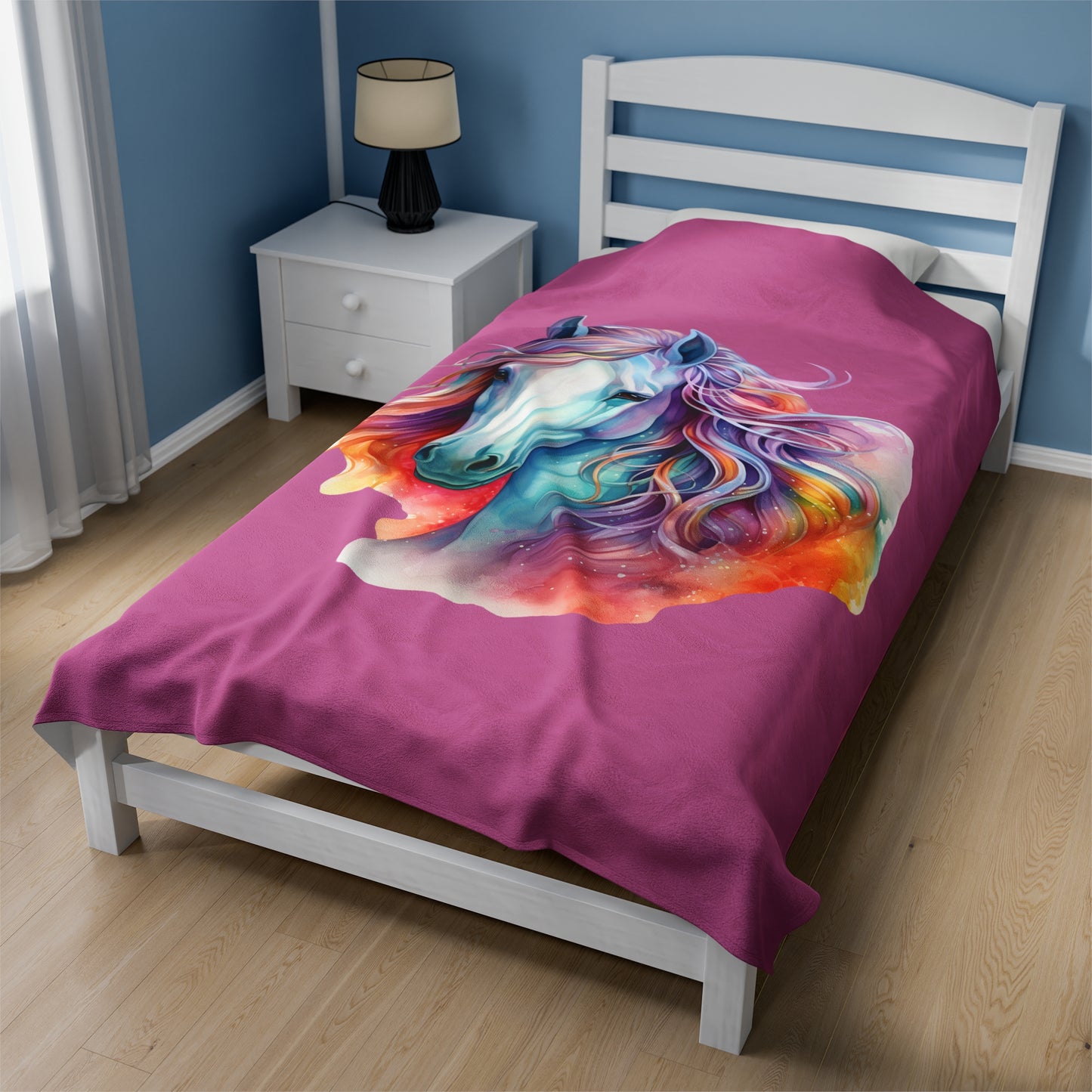 Unicorn Velveteen Plush Blanket, Ultra-Soft, Customizable, and Cozy for Home or Gifts