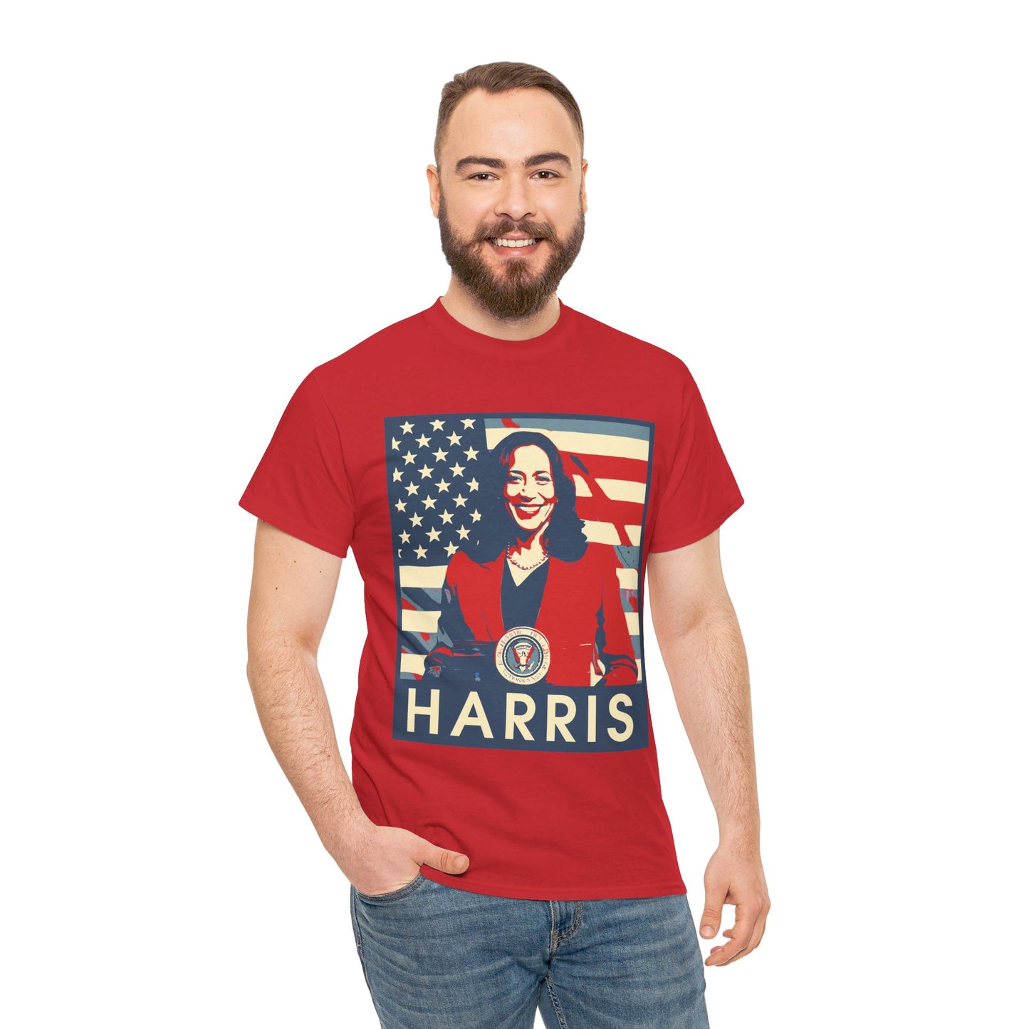 Kamala Harris American Flag Unisex Heavy Cotton Tee