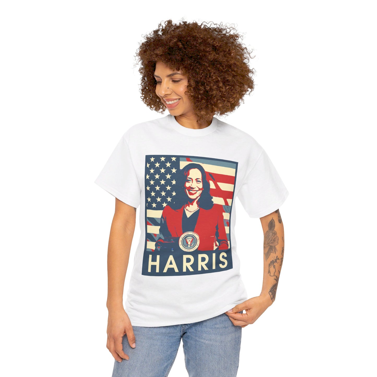 Kamala Harris American Flag Unisex Heavy Cotton Tee