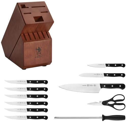 HENCKELS Solution Razor-Sharp 12-pc Knife Set, Chef Knife, Bread Knife, Steak Knife, German Engineered Informed by 100+ Years of Mastery,Walnut