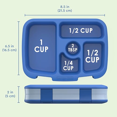 Bentgo Kids Bento-Style 5-Compartment Leak-Proof Lunch Box - Ideal Portion Sizes for Ages 3 to 7 - Durable, Drop-Proof, Dishwasher Safe, BPA-Free, & Made with Food-Safe Materials (Blue)