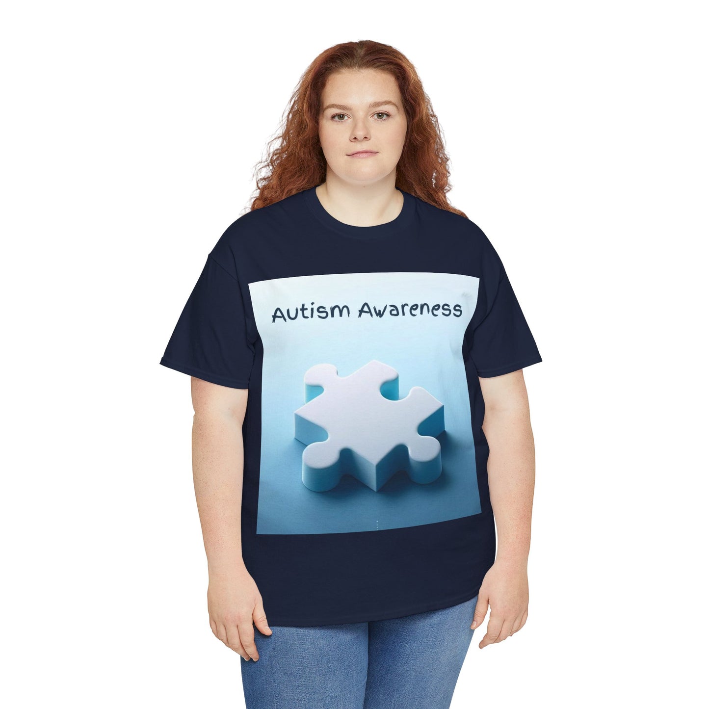 Autism Awareness Puzzle Piece Unisex Heavy Cotton Tee