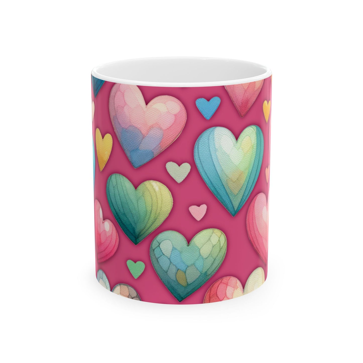 Pastel Hearts Mug Ceramic Mug, (11oz, 15oz)