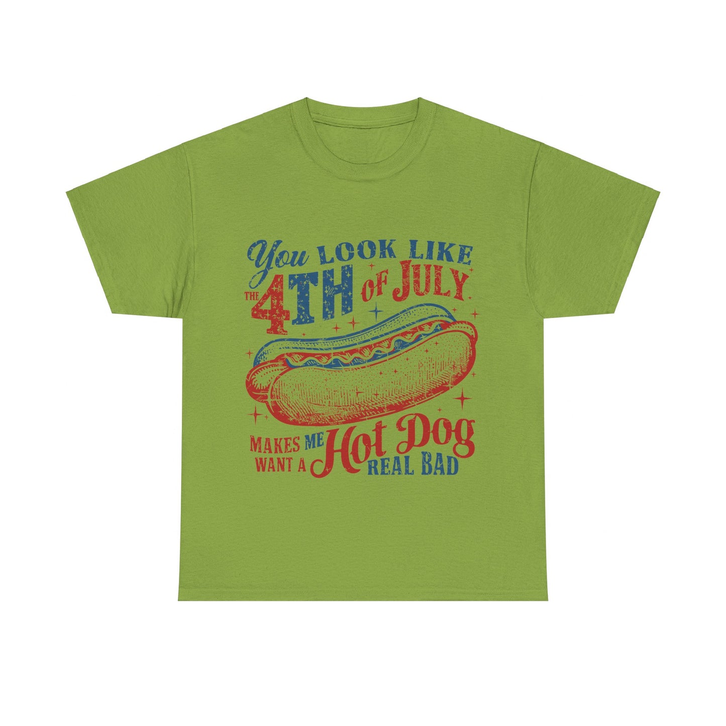 4th of July Hotdog Unisex Heavy Cotton Tee