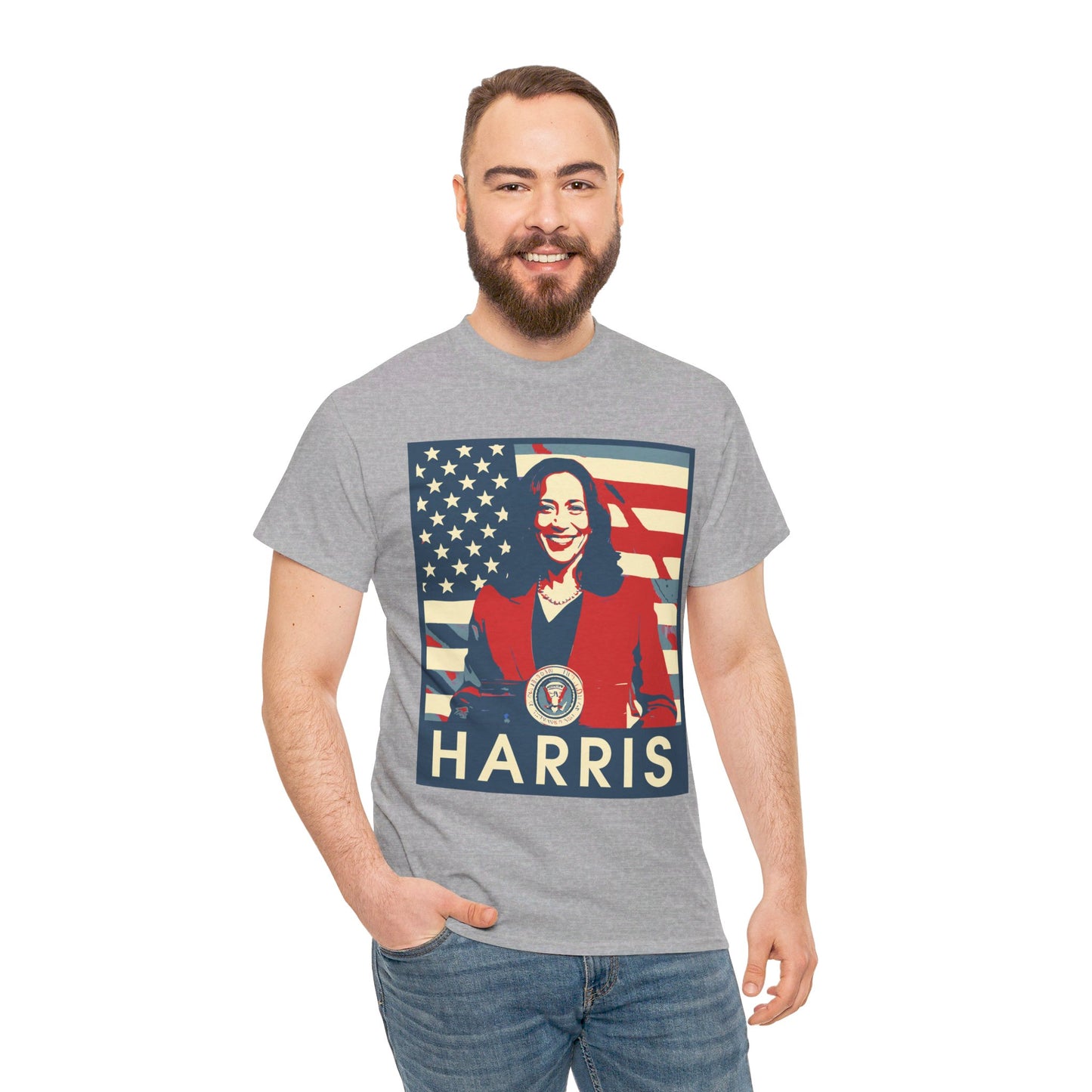 Kamala Harris American Flag Unisex Heavy Cotton Tee