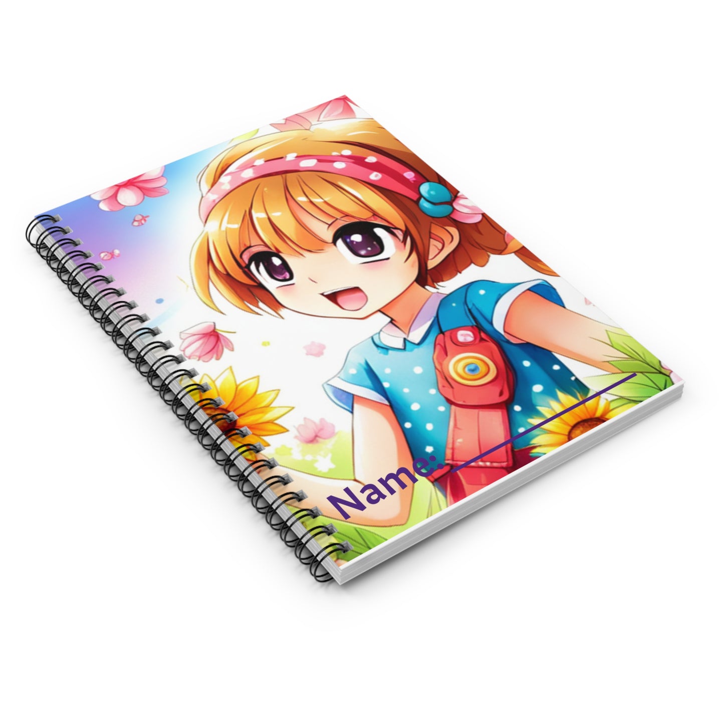 Anime Flower Girl Spiral Notebook - Ruled Line